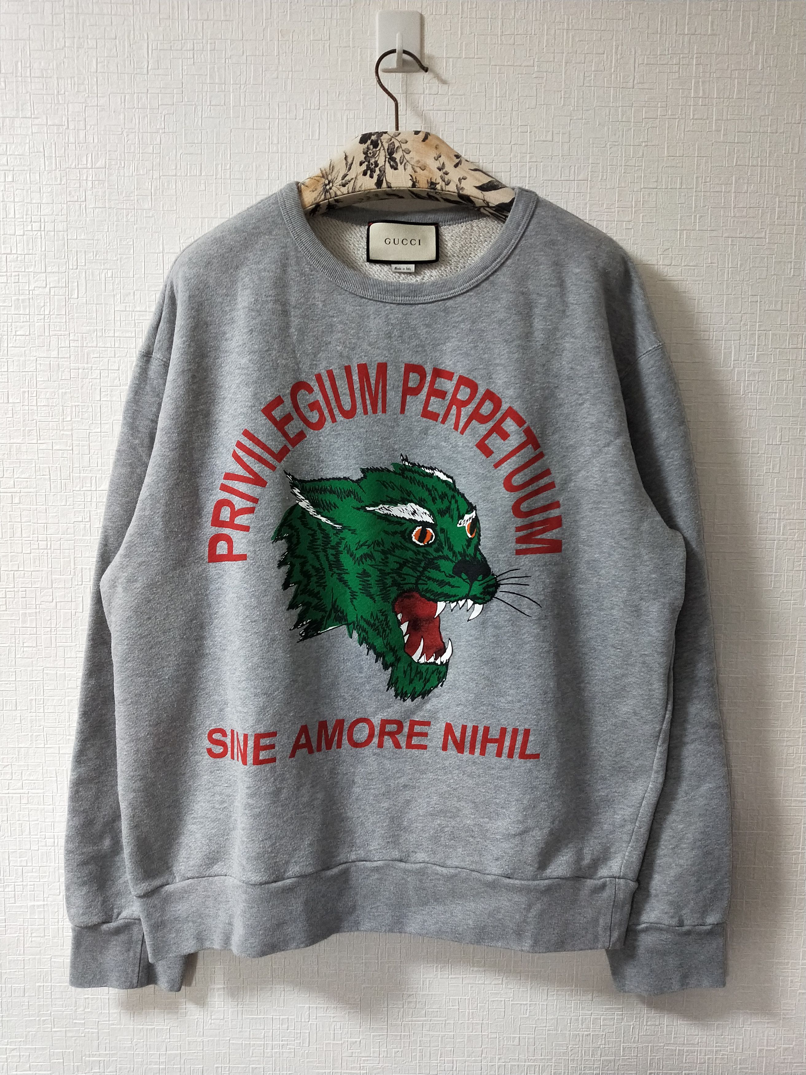 image of Gucci 'privilegium Perpetuum' Panther Sweatshirt in Grey, Men's (Size XL)