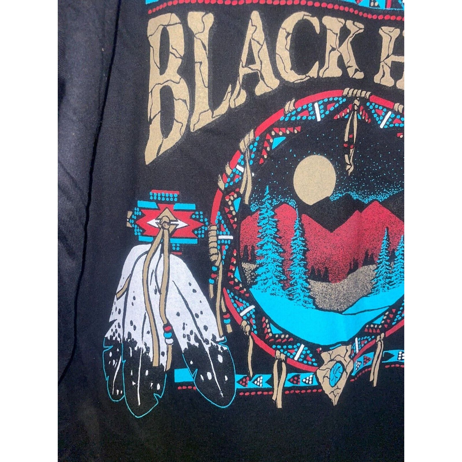 Jerzees Vintage South Dakota Black Hills Native Western Black Shirt Size US L / EU 52-54 / 3 - 4 Thumbnail