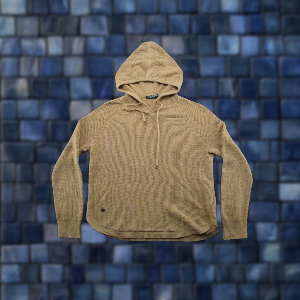 Ralph Lauren VTG Y2K Lauren Ralph Lauren Women's Beige Thermal Knit Hoodie Size M Pullover Size M / US 6-8 / IT 42-44 - 1 Thumbnail