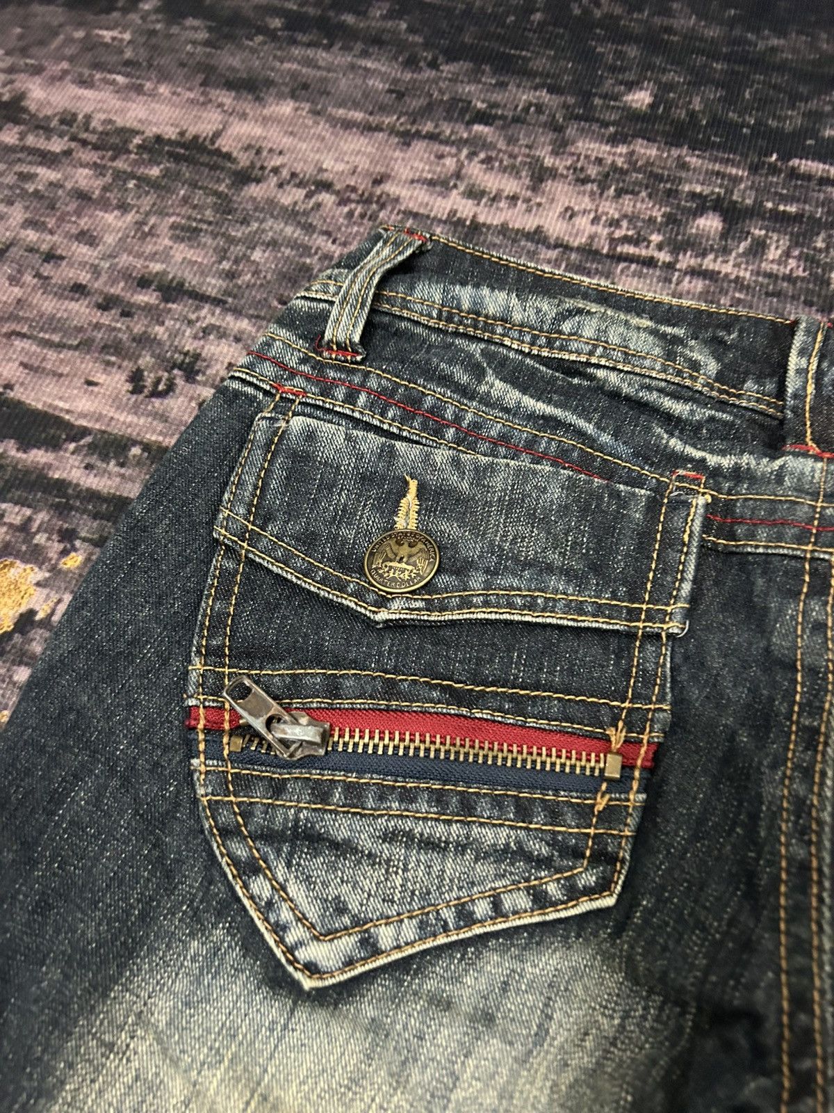 Japanese Brand Vintage Sky Bomber Mudwash Flare Jeans Size US 30 / EU 46 - 11 Thumbnail