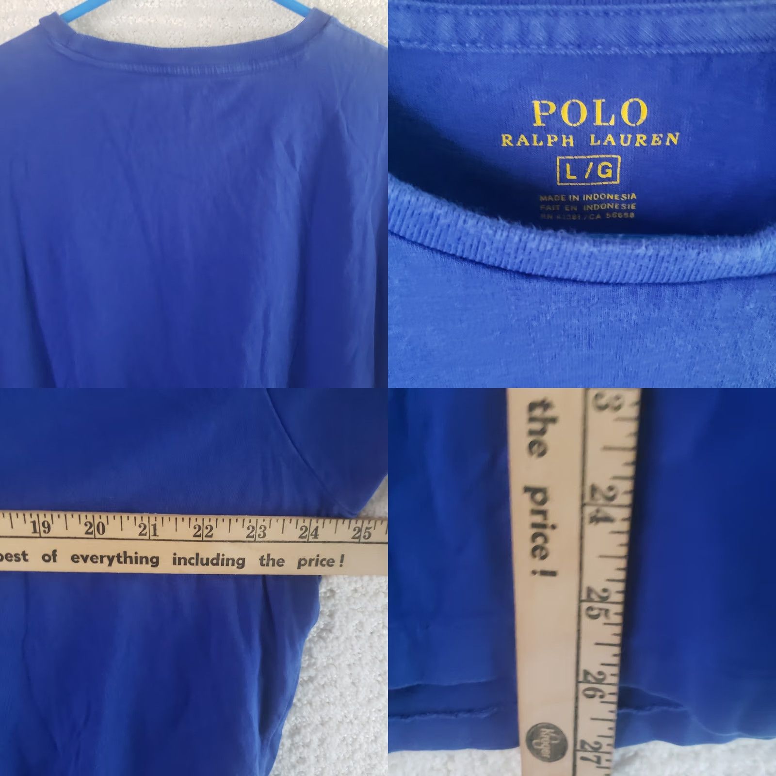 Polo Ralph Lauren Polo Ralph Lauren Shirt Mens L Blue Short Sleeve Logo Crew Neck Classic Fit Size US L / EU 52-54 / 3 - 8 Thumbnail