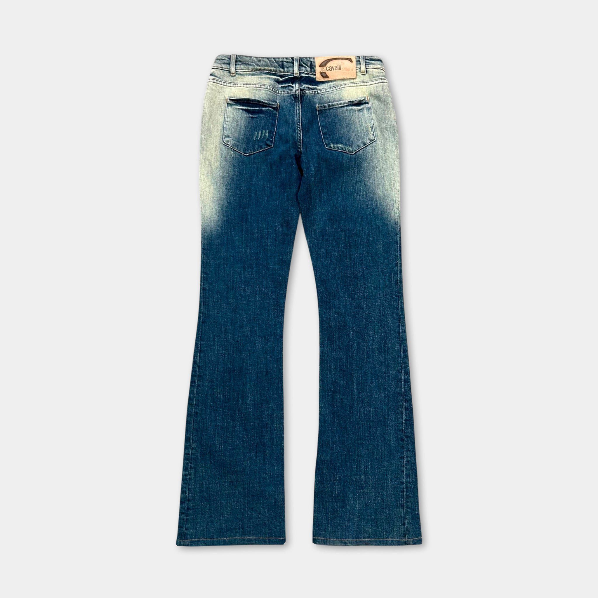 Just Cavalli Just Cavalli 2000s Floral Flared Denim Jeans Size 32" / US 10 / IT 46 - 4 Thumbnail