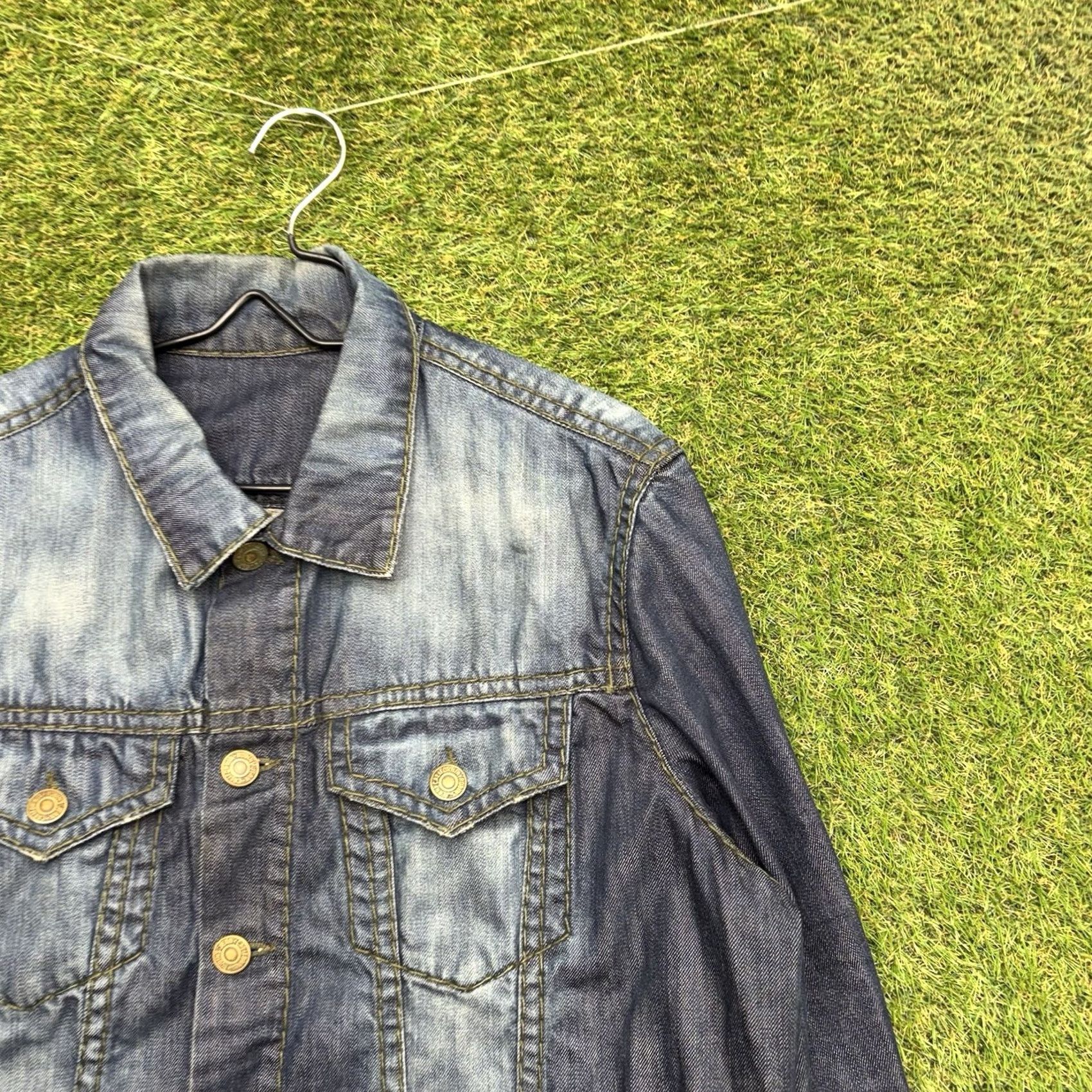 Denime VINTAGE Robins Jean Jacket Mens XL Blue Trucker Denim Embroidered Wings USA Made Wing Collar Biker Jacket Size US 36 / EU 52 - 3 Thumbnail