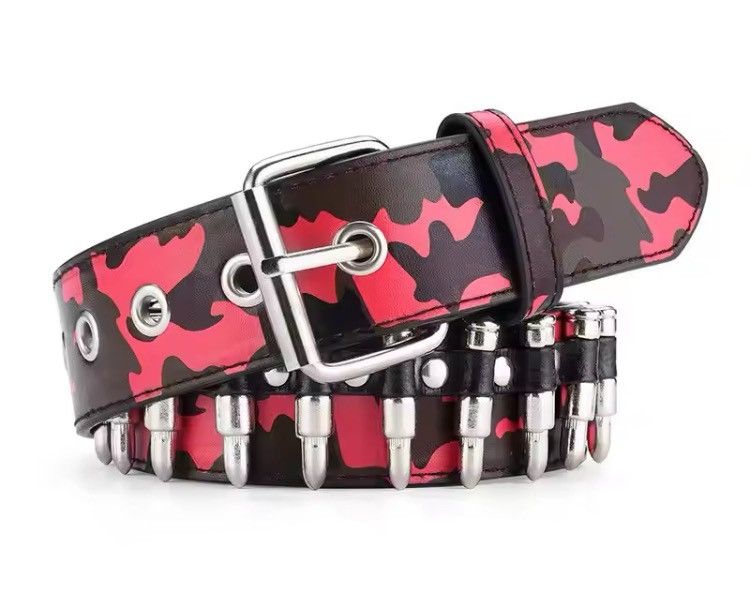 Japanese Brand Pink Camo Bullet studded belt Size ONE SIZE - 3 Thumbnail