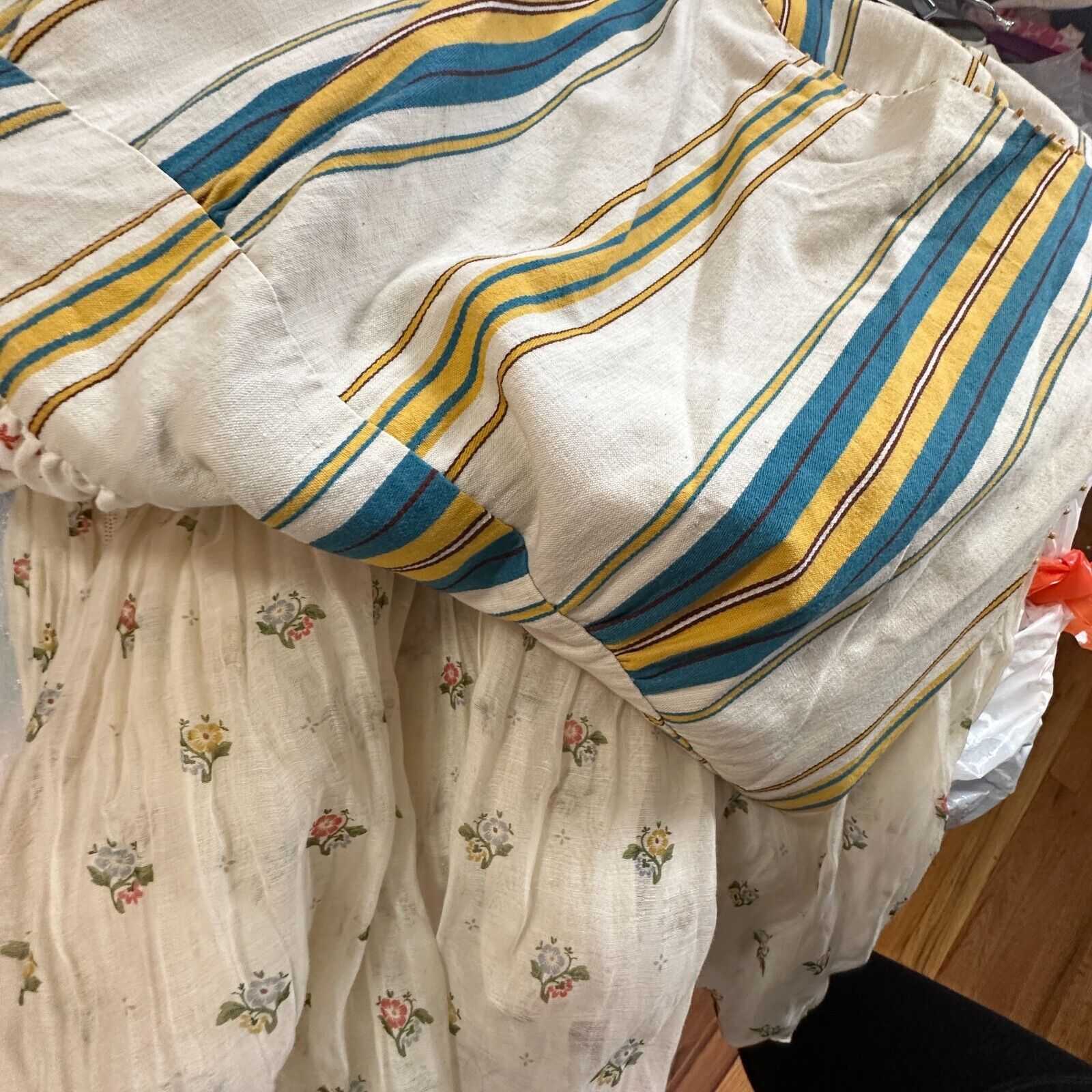 Other Pero Tan Teal Gold VNeck Floral Stripe Empire Ruffle Maxi 38 Size M / US 6-8 / IT 42-44 - 8 Thumbnail