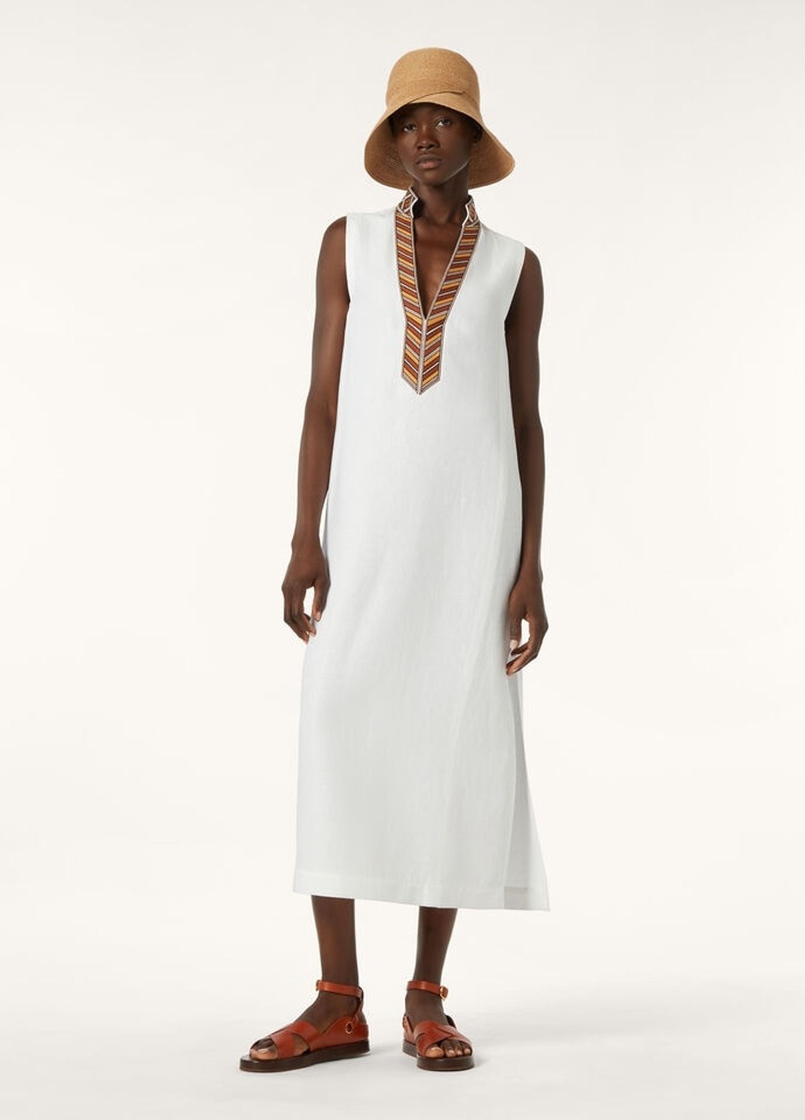 Loro Piana o1srvl11e0526 FAP0264 Abril Midi Dress in White Size M / US 6-8 / IT 42-44 - 4 Thumbnail