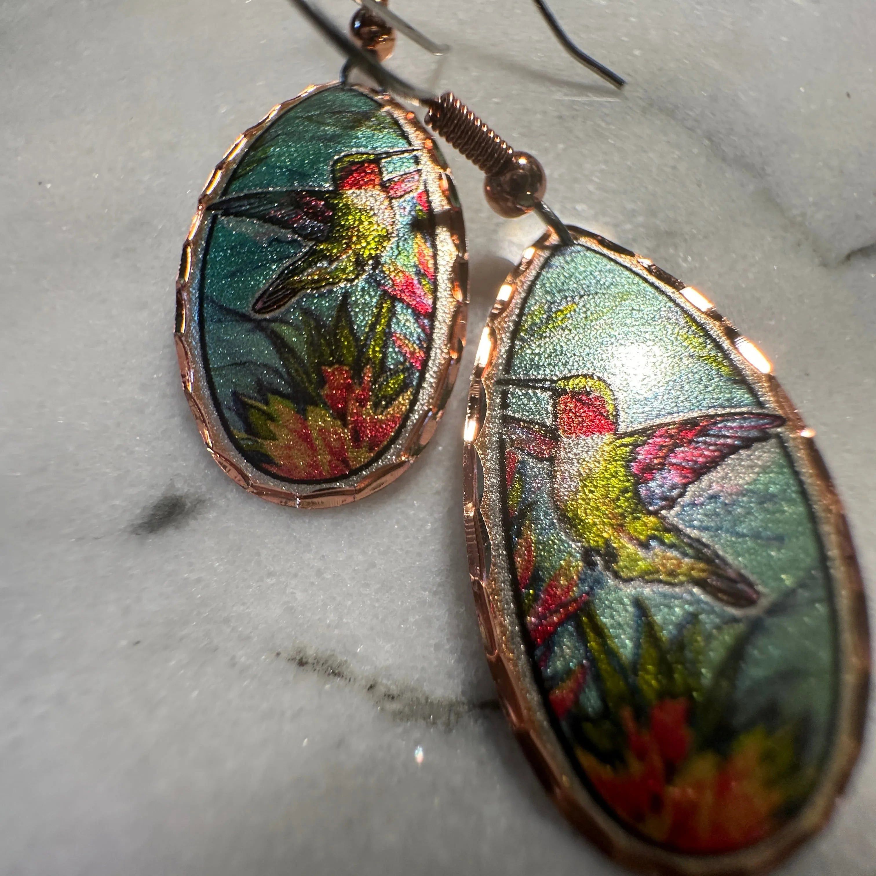Other Handcrafted Boho Hummingbird Earrings, Diamond Cut Wire Drop Size ONE SIZE - 3 Thumbnail