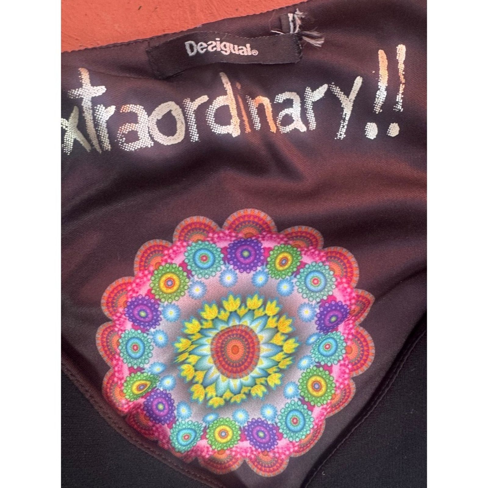 Desigual Desigual Black Cutout Dress with Colorful Mandala Print Size M / US 6-8 / IT 42-44 - 5 Thumbnail