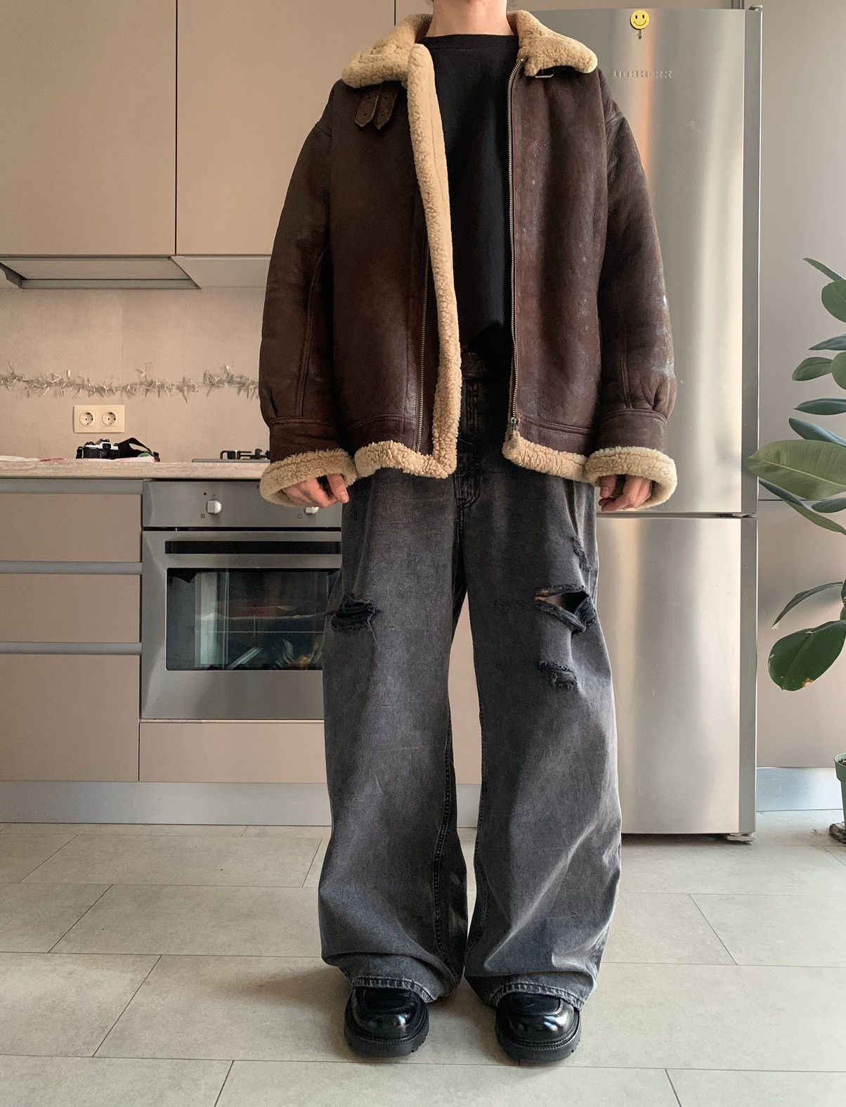 90s B-3 flight jacket mouton jacket