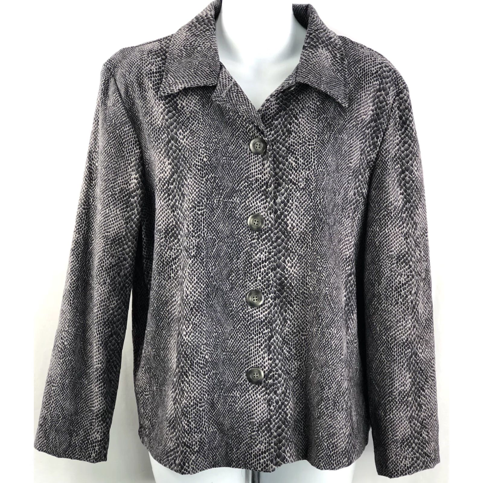 Vintage VINTAGE Briggs Blazer Jacket PM Gray Snake Print Long Sleeve ButtonUp Collar Women Size M / US 6-8 / IT 42-44 - 5 Thumbnail