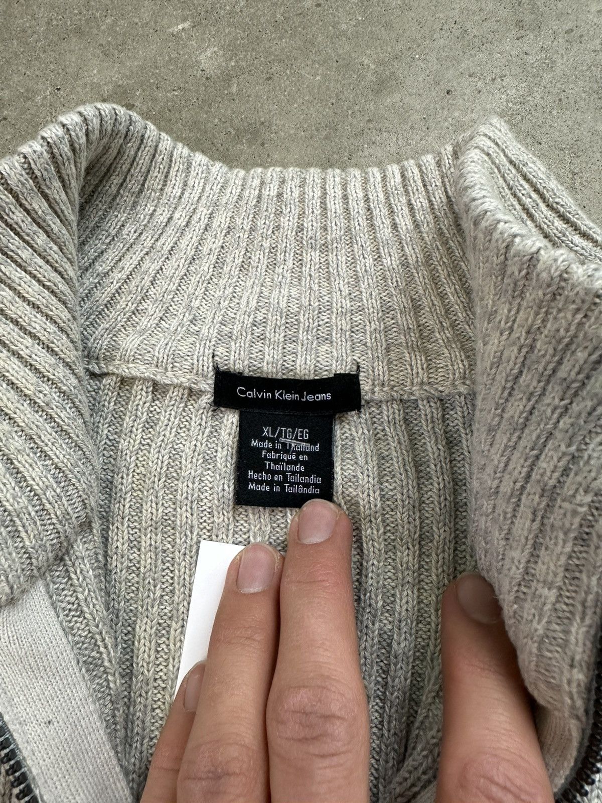 Calvin Klein × Vintage vintage calvin klein 1/4 zip knit sweater gray xl Size US XL / EU 56 / 4 - 5 Thumbnail