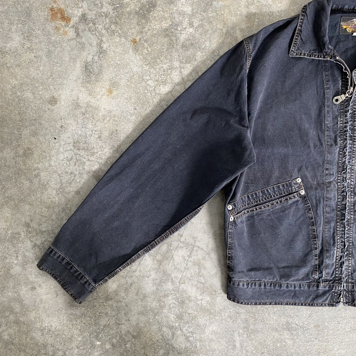 Harley Davidson Vintage 1990’s Harley Davidson Faded Black Boxy Work Jacket Size US M / EU 48-50 / 2 - 5 Thumbnail
