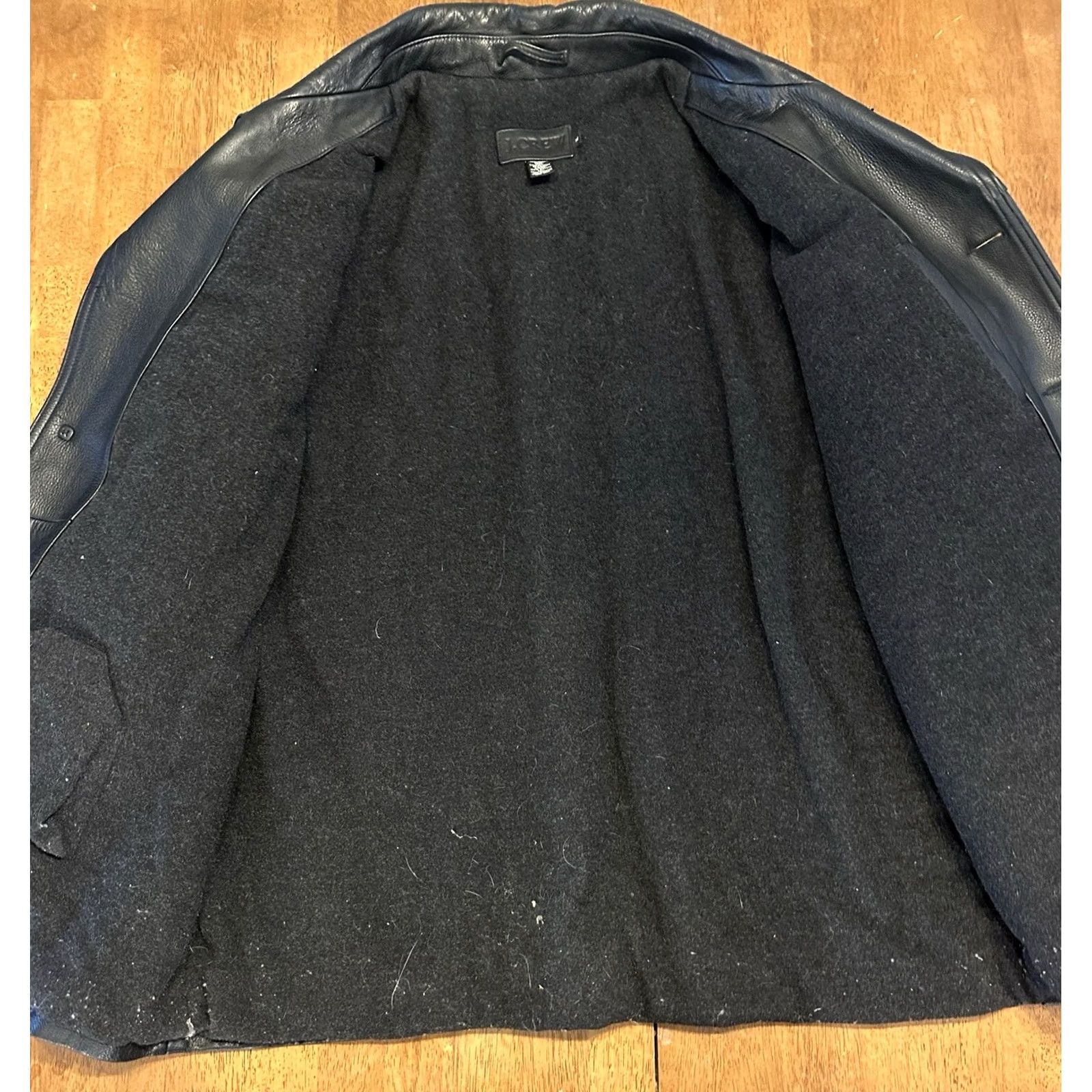 J.Crew VINTAGE J. Crew Leather Jacket XL Button Up Wool Lined Mens Black Size US XL / EU 56 / 4 - 4 Thumbnail
