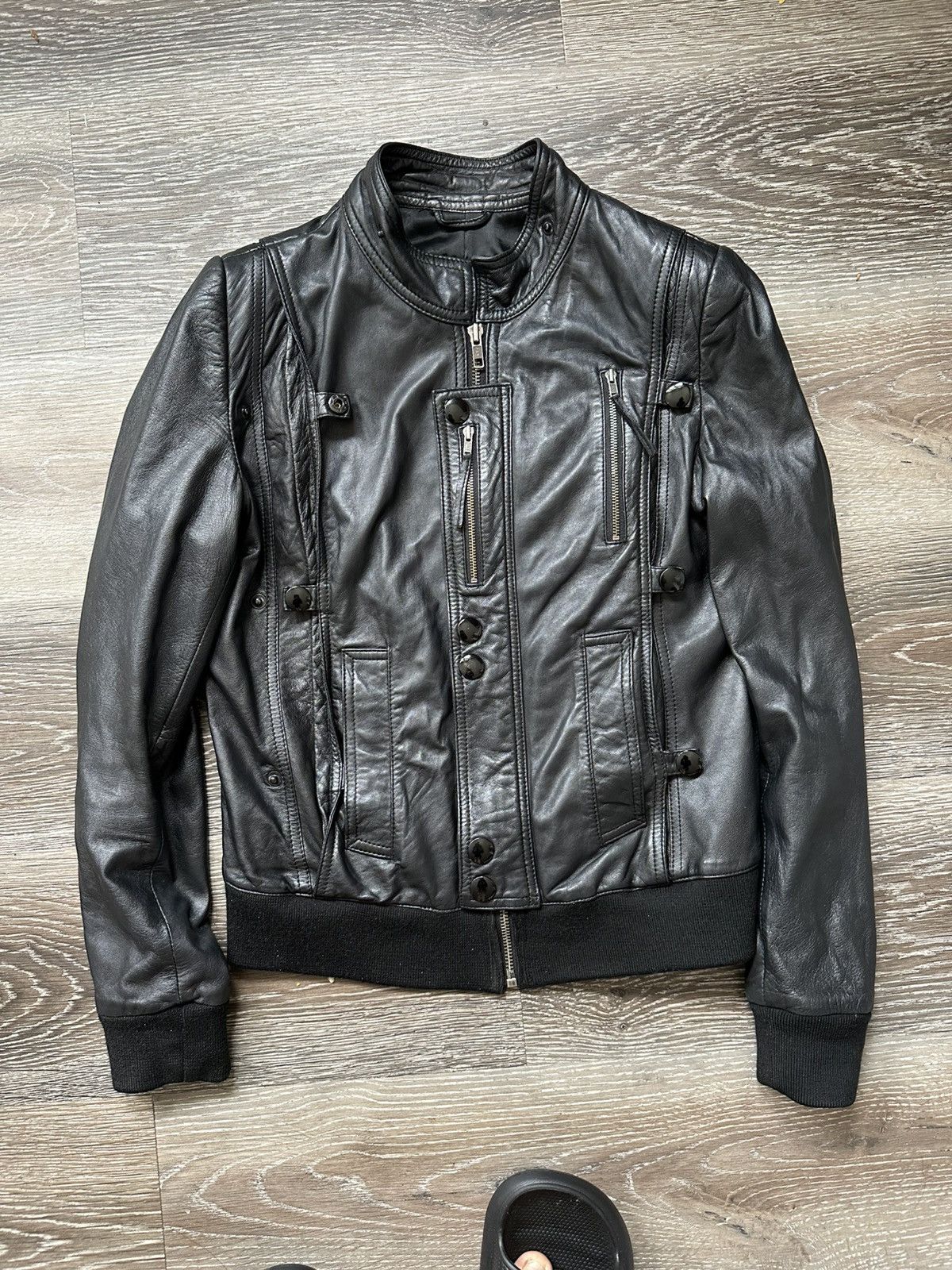 Dior alike zipper leather jacket