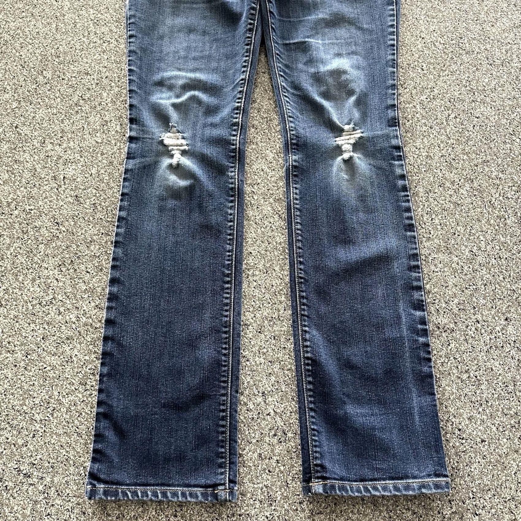Vintage David Kahn Straight Jeans Women’s 8 Distressed Mid Blue Denim 32x33 USA Tradi tion: Jeans Womens XS-? Size 24" / US 00 / IT 34 - 2 Thumbnail