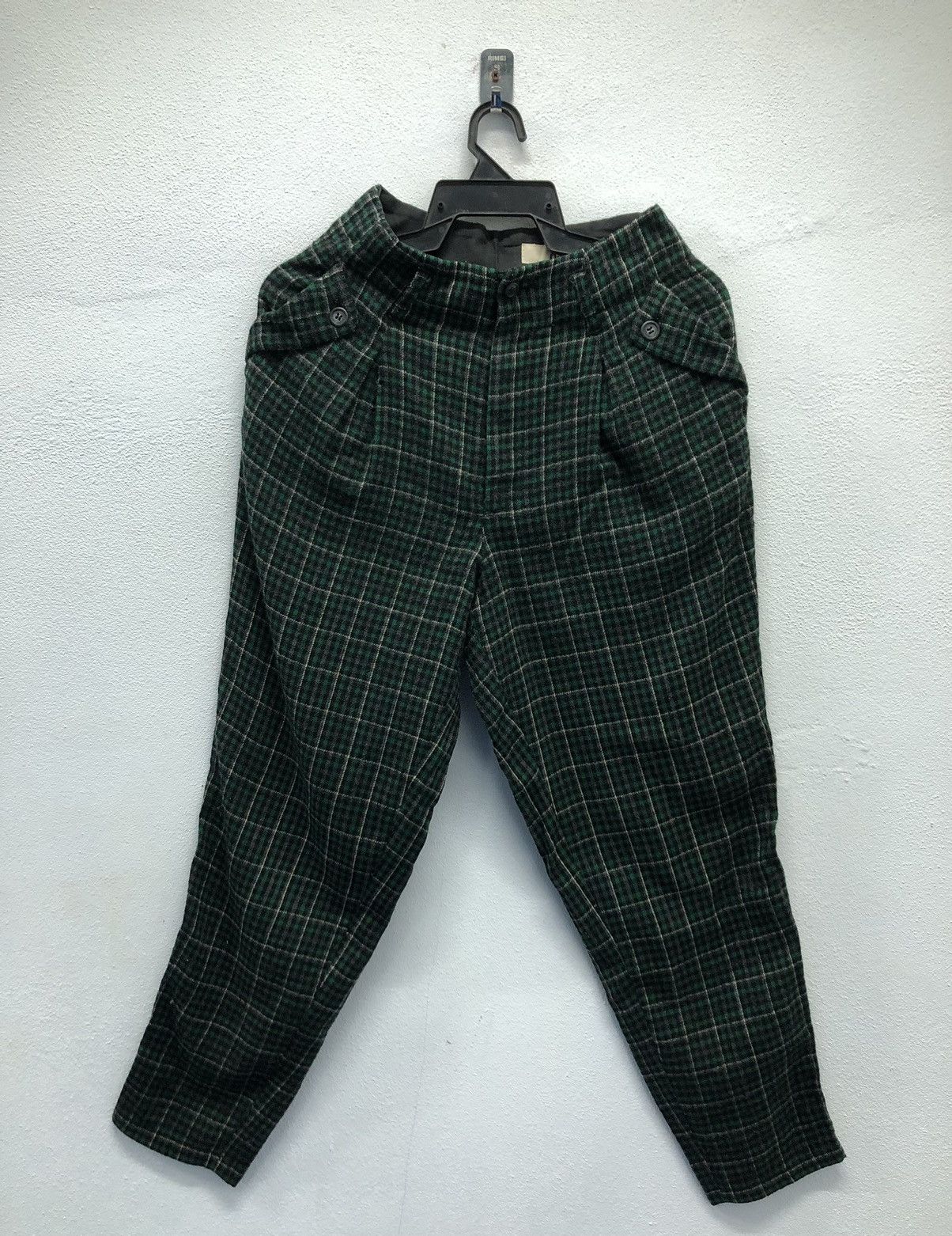 Vintage Vintage A.T Tapered Green Check Wool Pants – Made in Japan Size US 26 / EU 42 - 1 Thumbnail