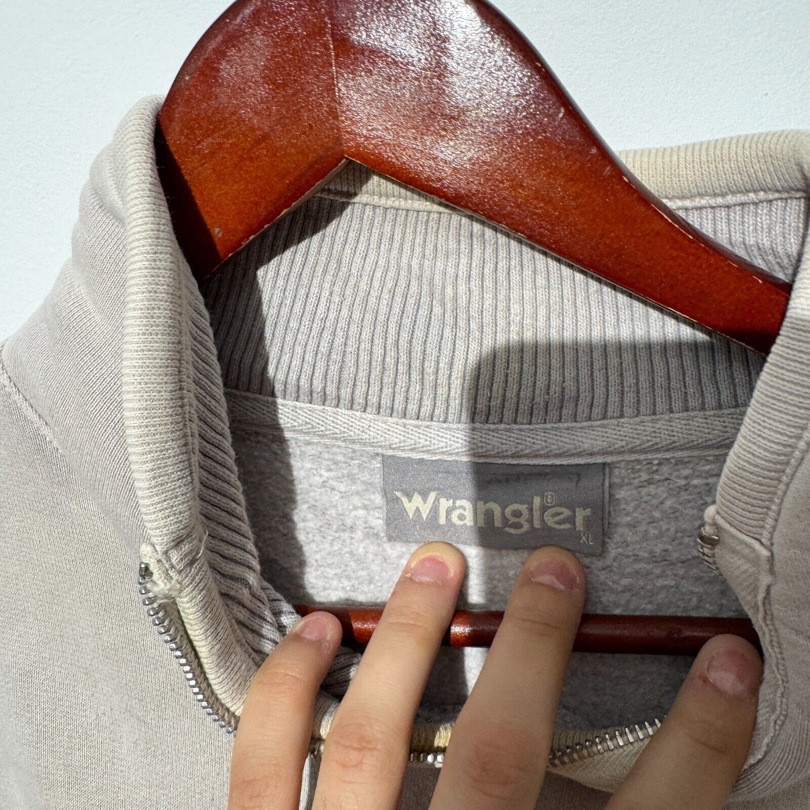 Vintage × Wrangler Vintage Wrangler Unisex White Cotton Sweatshirt Size XL Size US XL / EU 56 / 4 - 7 Thumbnail