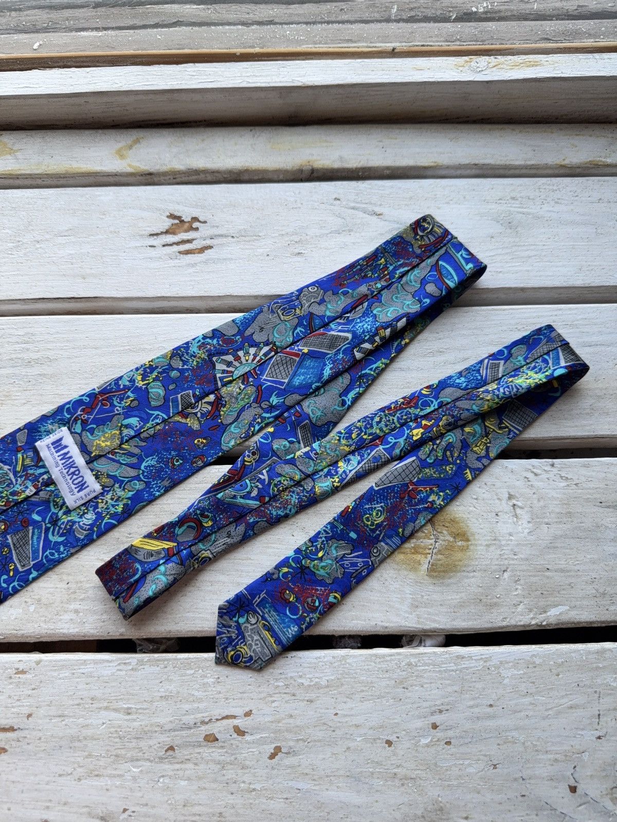 Other Mikron Futuristic Abstract Tie Tech Sci-Fi Print Blue Size ONE SIZE - 5 Thumbnail