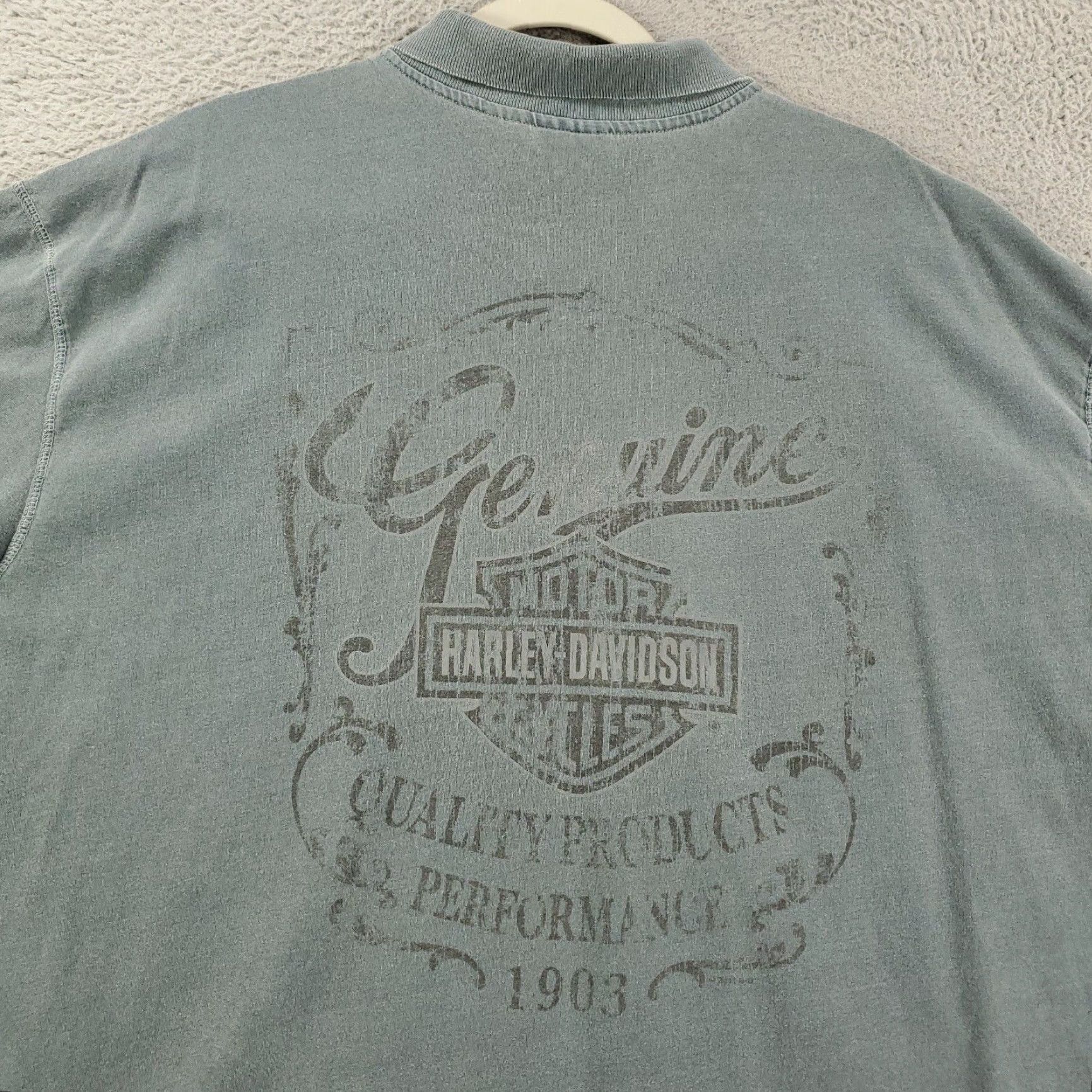 Harley Davidson Harley-Davidson Polo Shirt Mens 2XL Gray Blue Motorcycle Polo Brandt's Wabash In Size US XXL / EU 58 / 5 - 2 Thumbnail
