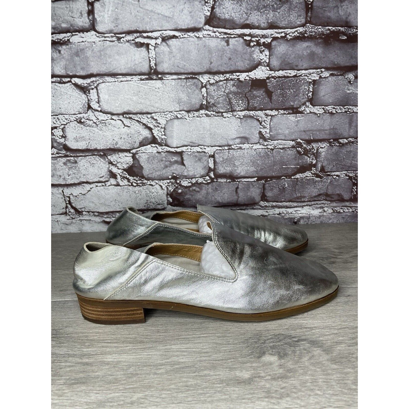Lucky Brand Lucky Brand Metallic Silver Leather Slip On Loafers Flats Sh Size US 11 / IT 41 - 3 Thumbnail
