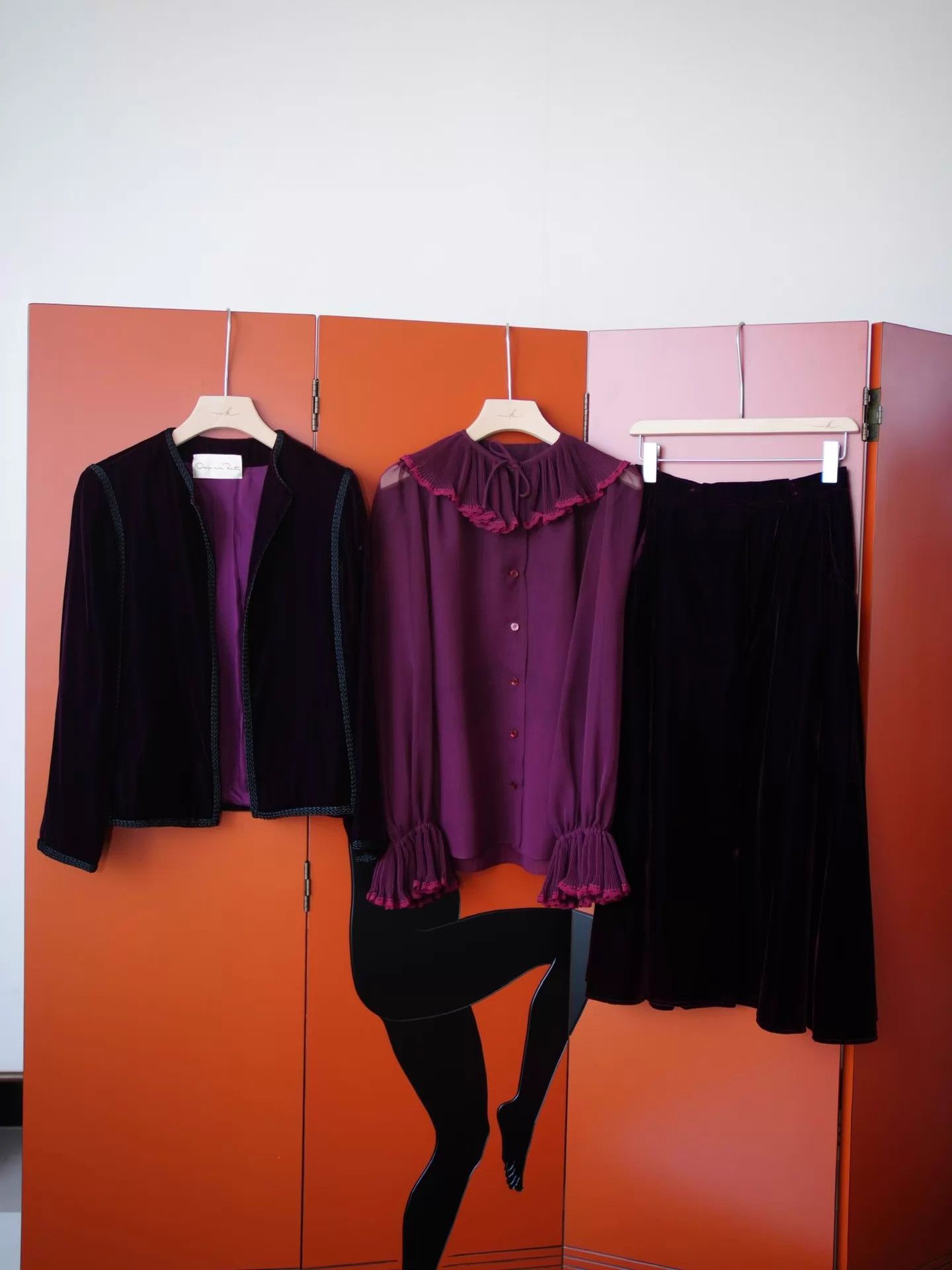 Oscar De La Renta Oscar de la Renta Vintage Grape Purple Velvet 3pc Set Size M / US 6-8 / IT 42-44 - 2 Thumbnail