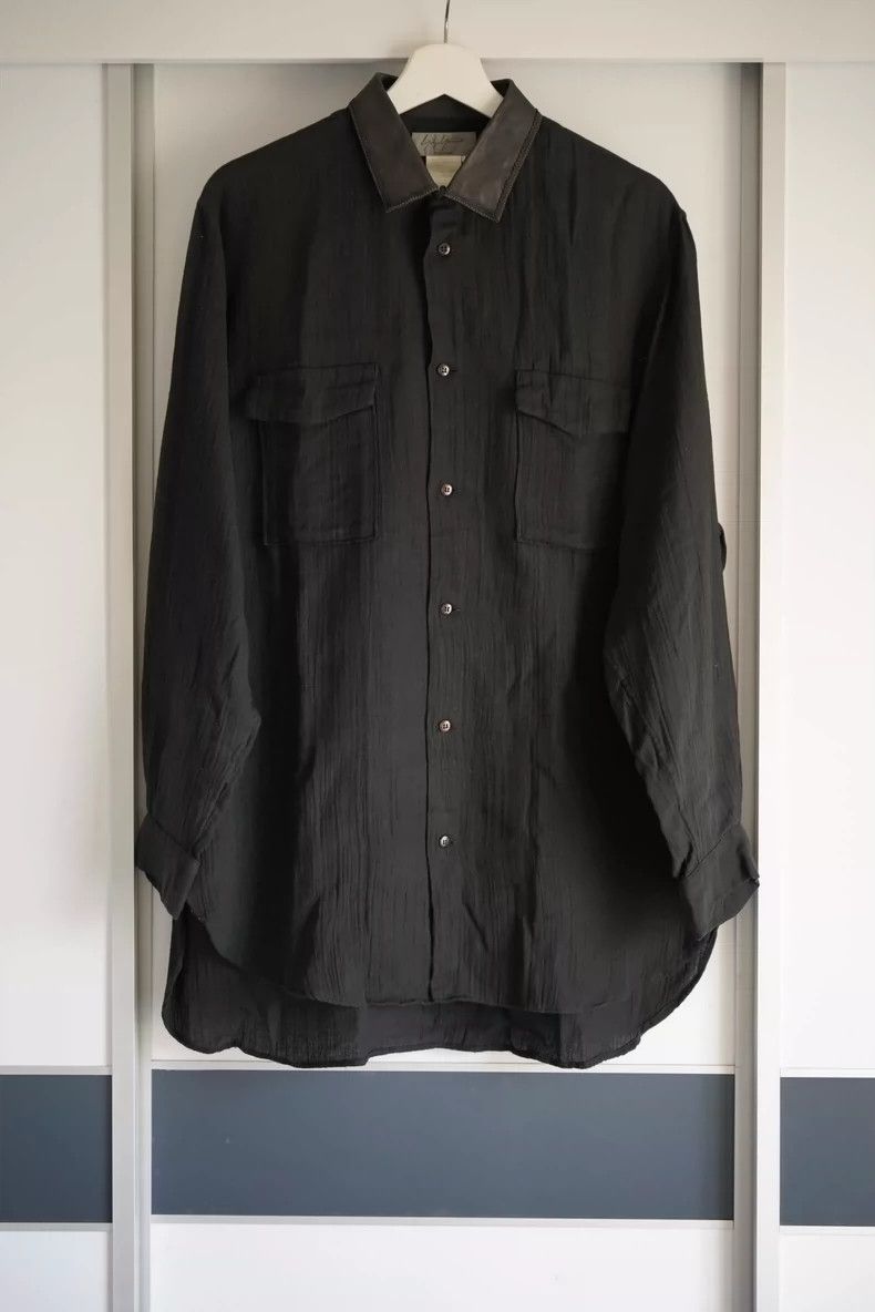 Yohji Yamamoto Yohji Yamamoto96ss Floral & Junior Leather Collar Shirt 250 Size US M / EU 48-50 / 2 - 1 Thumbnail