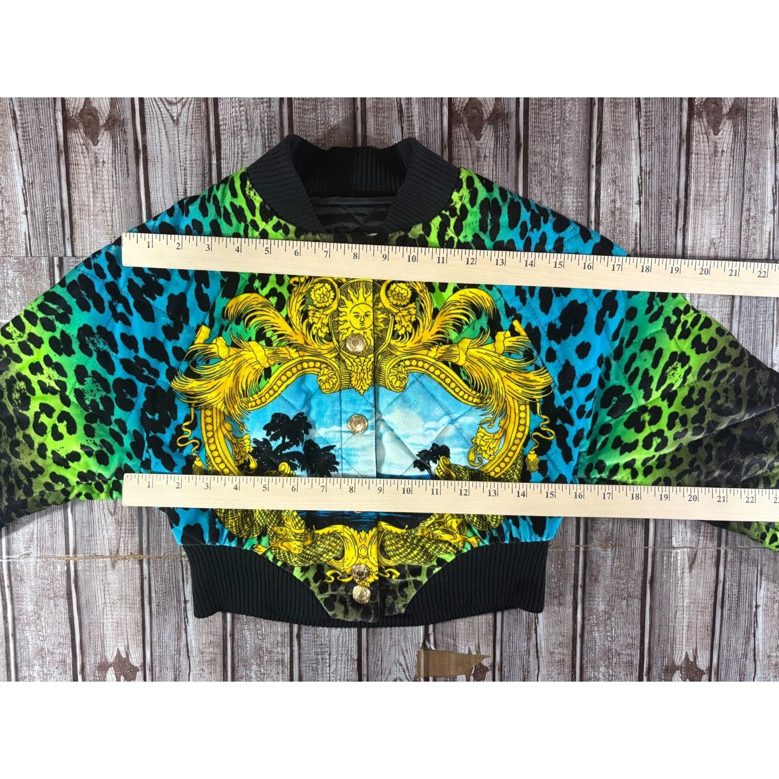 Versace Versace for H&M Runway Leopard Print Quilted Bomber Jacket s Size XS / US 0-2 / IT 36-38 - 10 Thumbnail