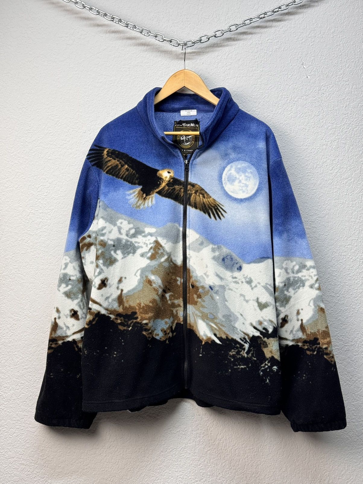 Other Vintage Black Fullprint Wolf Zip Animals Fleece Jacket Size US XL / EU 56 / 4 - 2 Thumbnail
