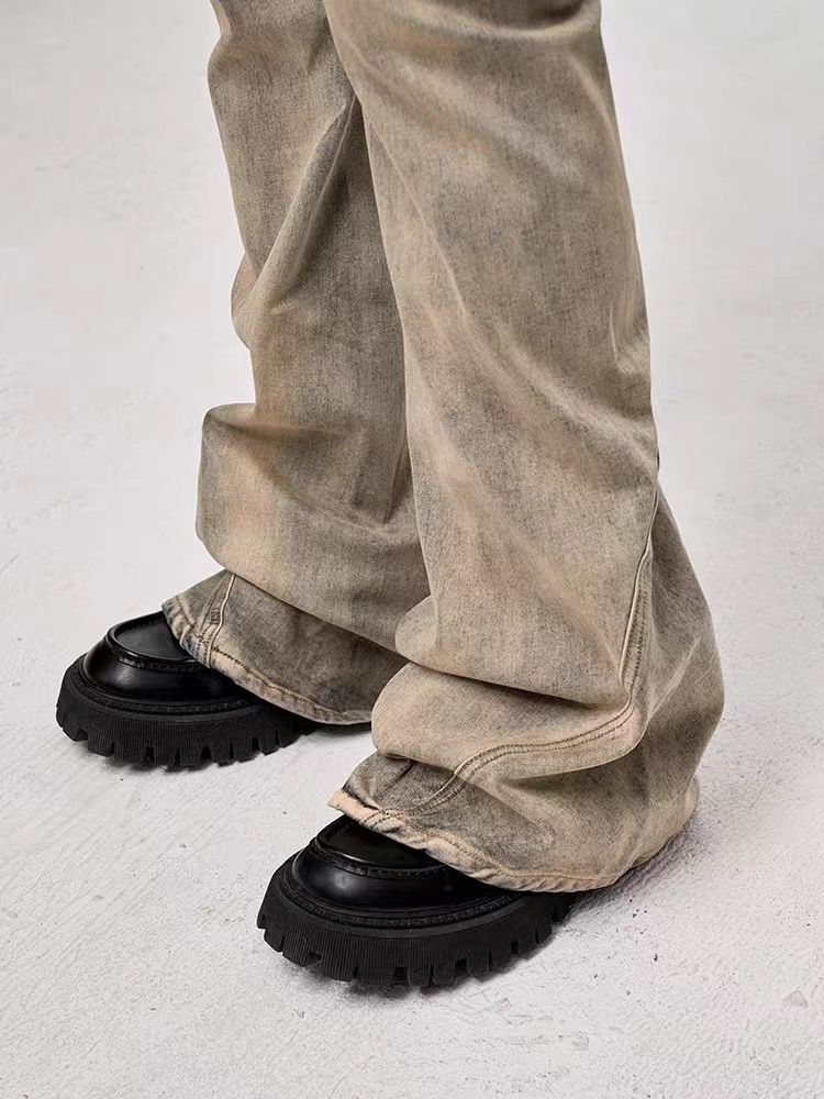 Japanese Brand × Jean High Street Washed Mud Dye Aged Stacked Micro Flare Jeans Size US 34 / EU 50 - 5 Thumbnail