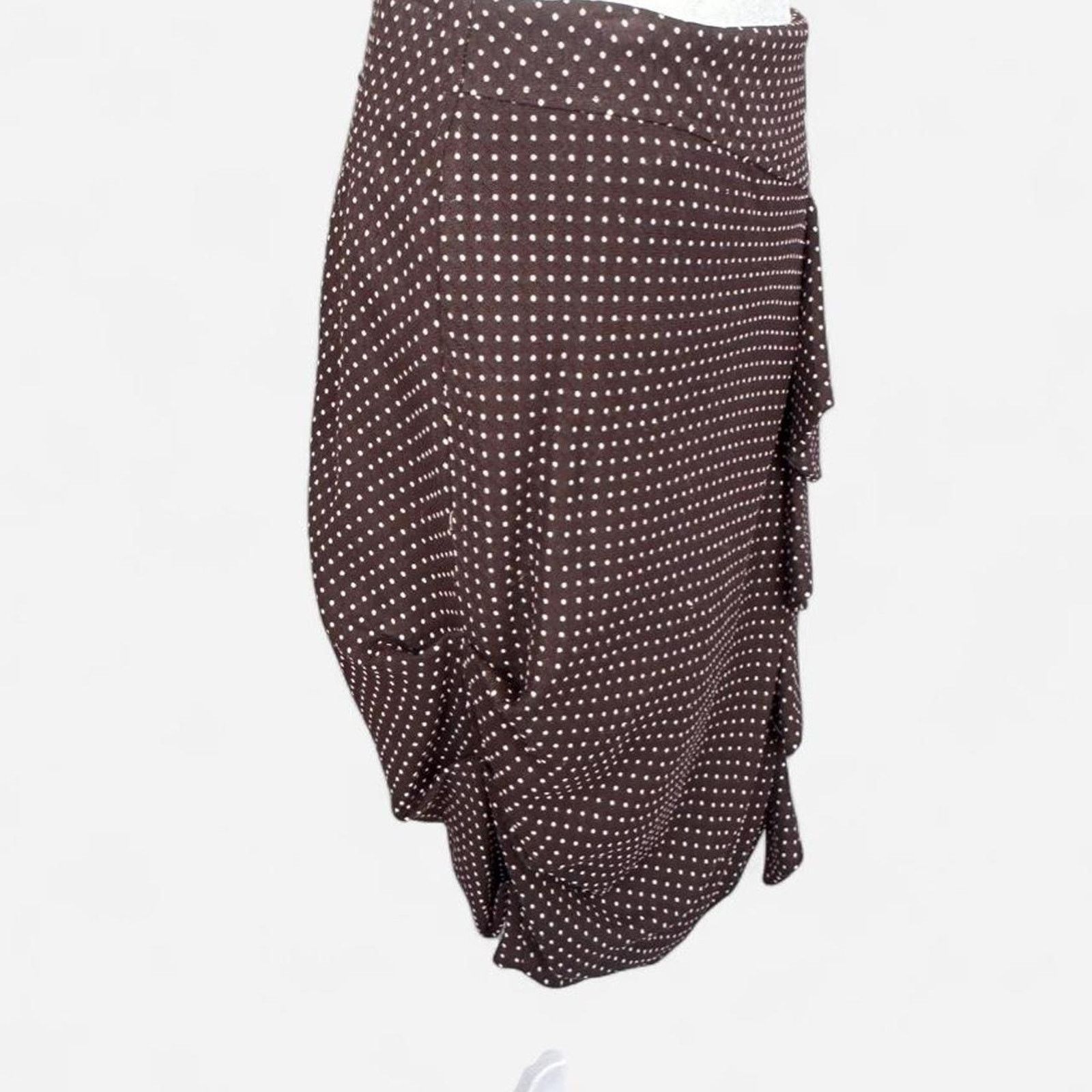 Anthropologie Brown and Light Pink Asymmetrical Polka Dot Pencil Skirt Size 28" / US 6 / IT 42 - 7 Thumbnail