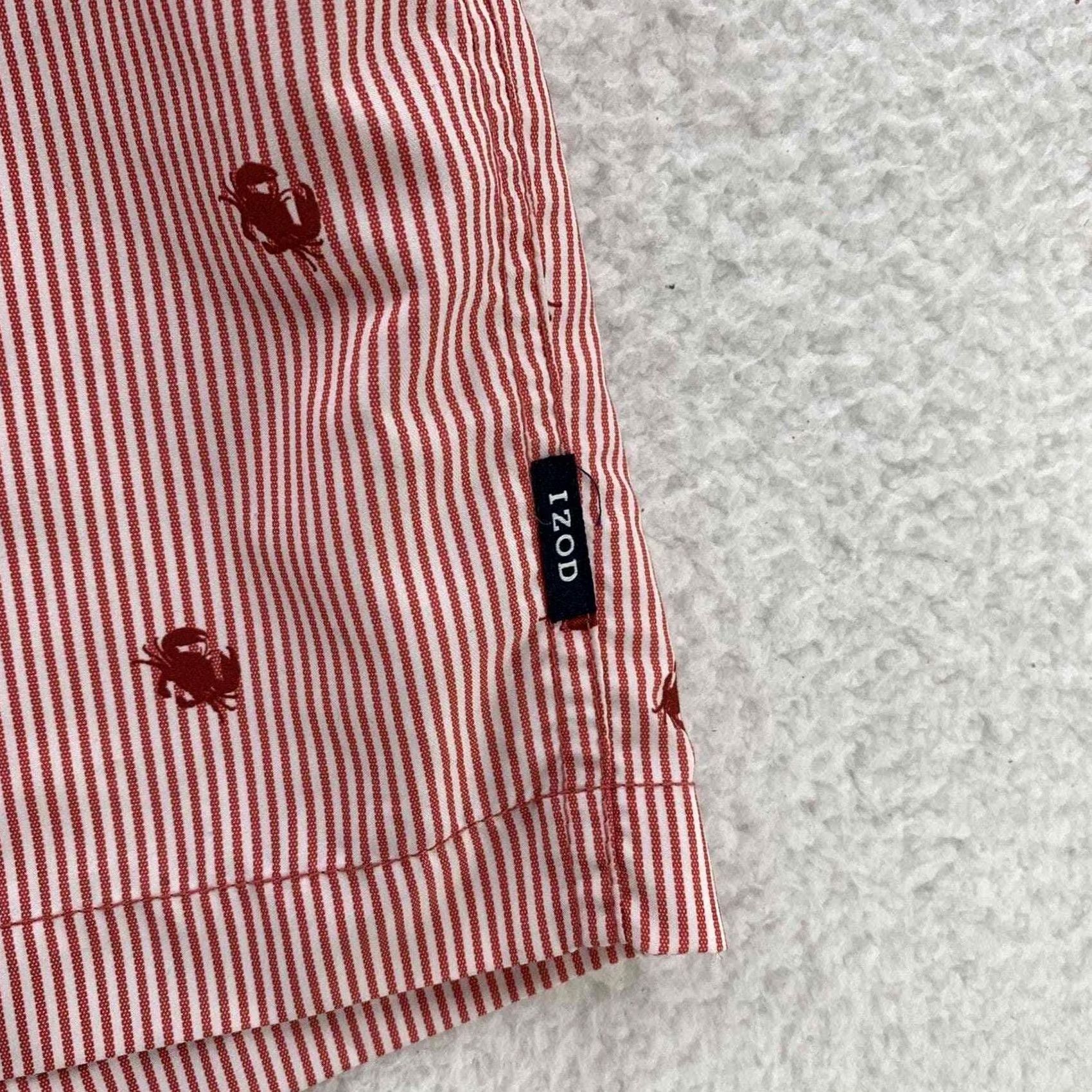 Izod Izod Mens Swim Trunk XL Red Striped Crabs Bathing Suit Preppy Saltwater Size 46R - 3 Thumbnail