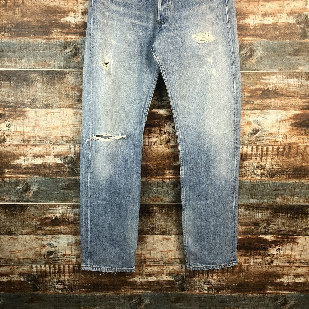 Levi's DLL Levis 501 Ripped distressed faded Blue Denim Pants #C002 Size US 30 / EU 46 - 3 Thumbnail