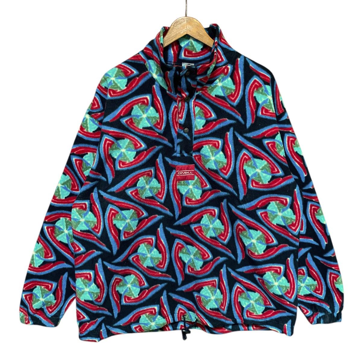 Japanese Brand × O'Neill × Vintage 💥90s ONIELL FLEECE SNAP BUTTON SWETAER OVERPRINT Size US L / EU 52-54 / 3 - 1 Thumbnail