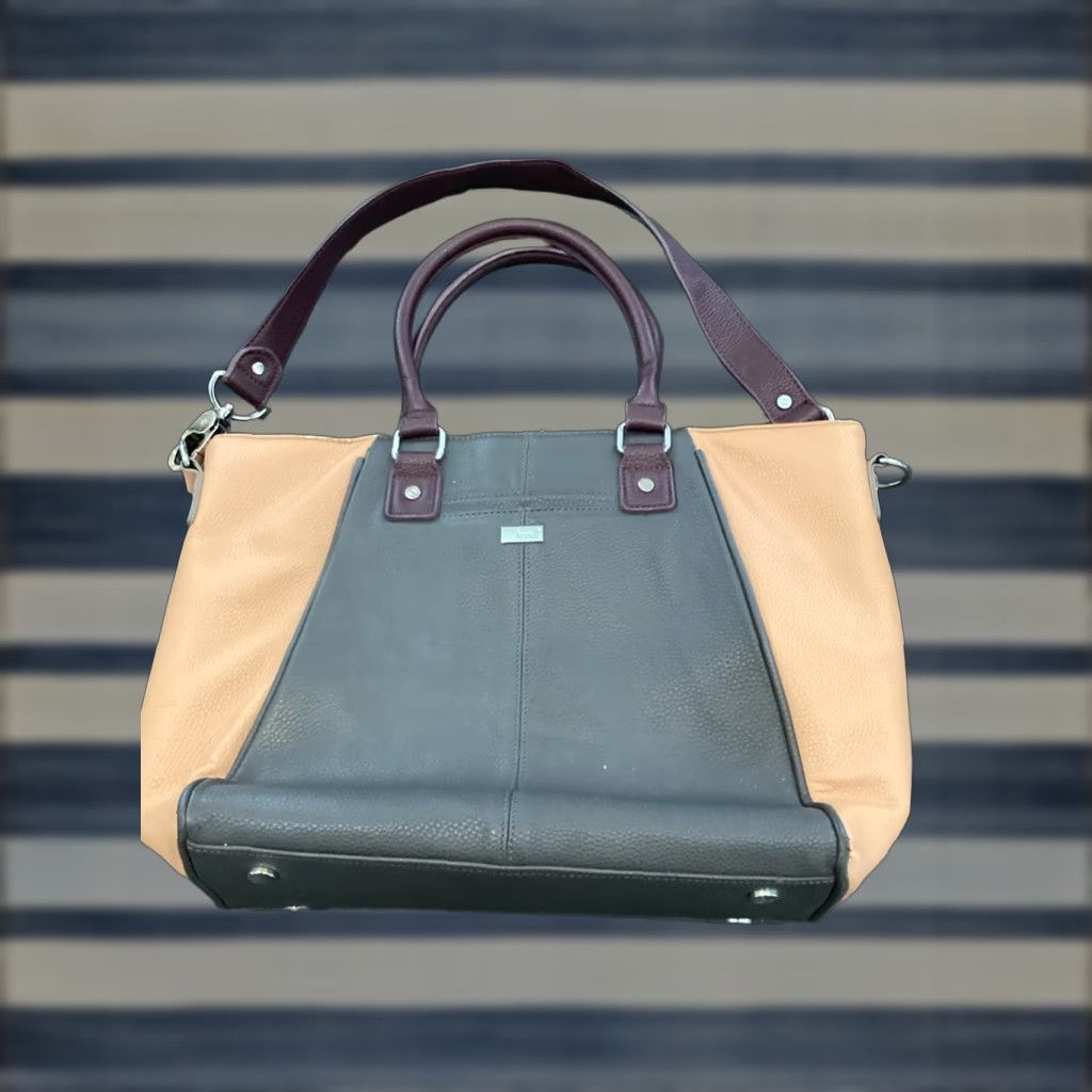 Jewell Faux Snakeskin Tote Purse Large 3 Tone Gray Brown Beige with Detachable Strap for Women