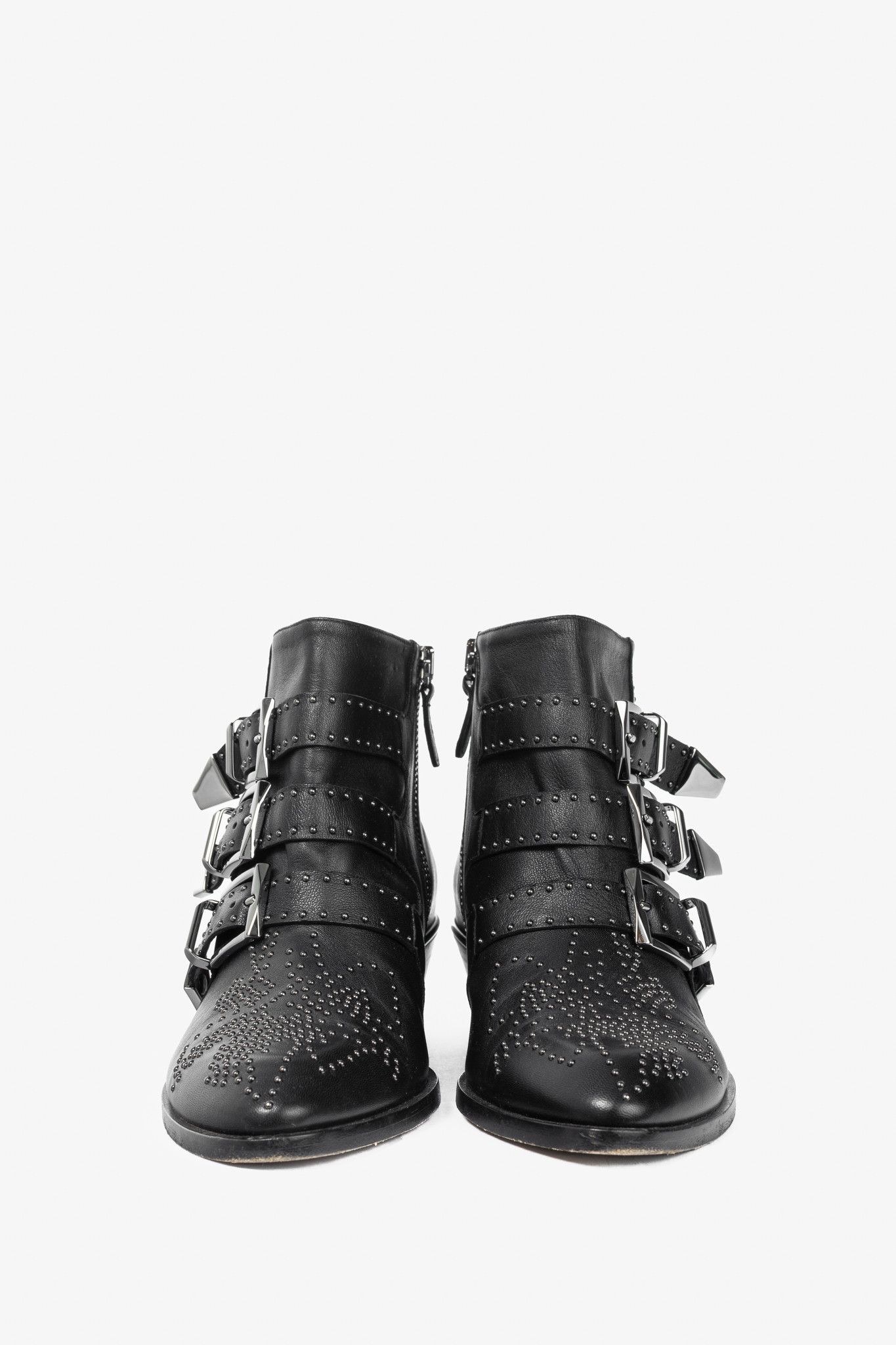 Chloe Chloe Susanna Black Studded Buckle Biker Ankle Boots Size US 5.5 / IT 35.5 - 2 Thumbnail