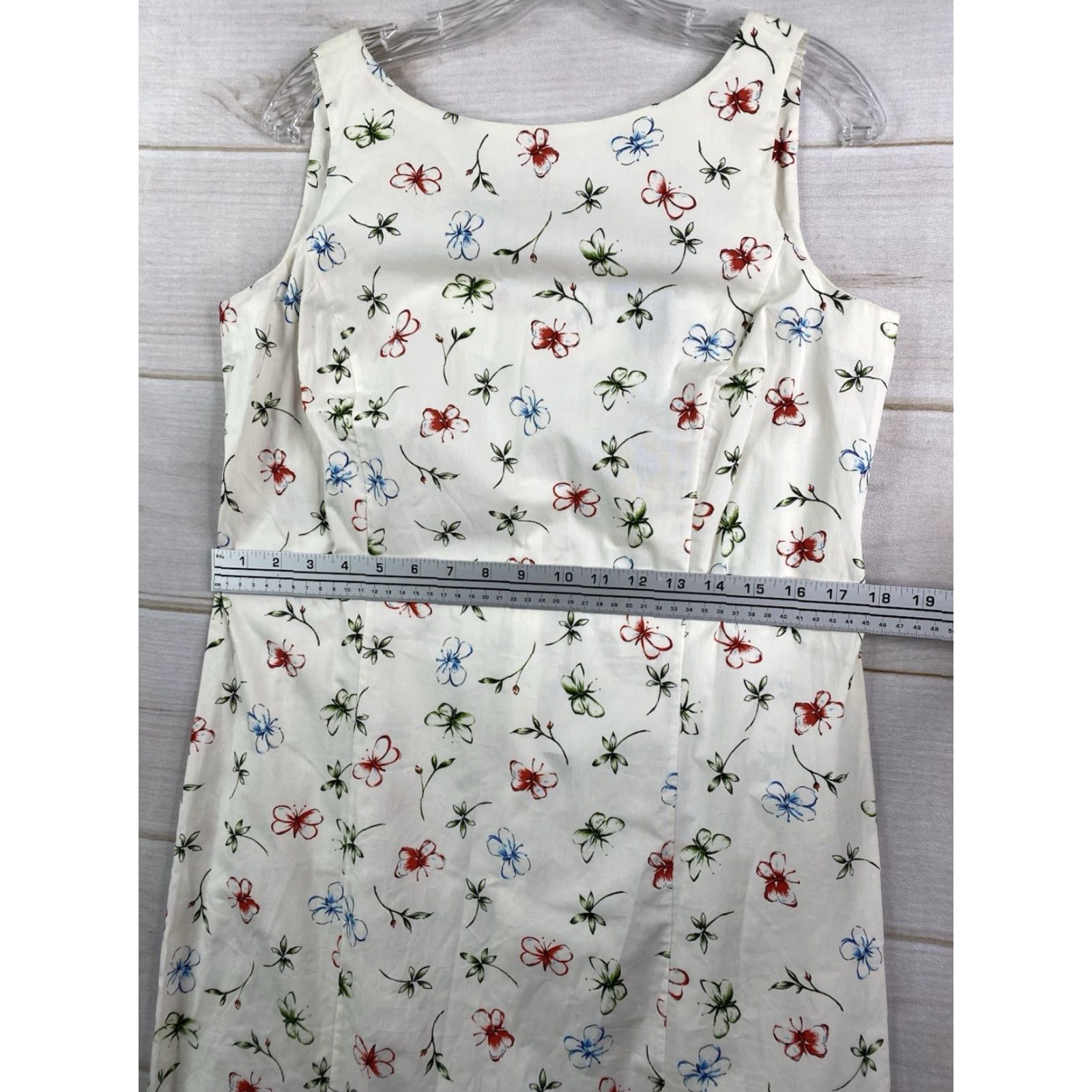 Vintage Hillard & Hanson Dress Womens 10 White Floral Butterflies Sleeveless Sundress NWT Size L / US 10 / IT 46 - 3 Thumbnail