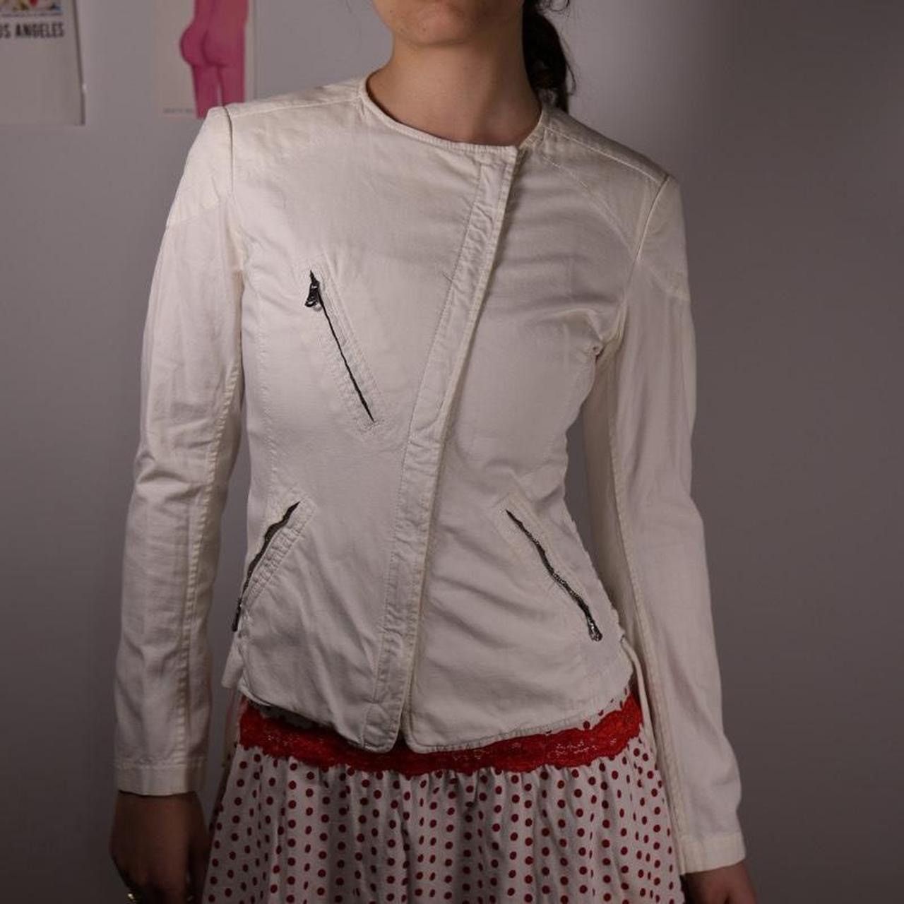 Donna Karan Donna Karan Asymmetrical Zipper Jacket off-white Size XS / US 0-2 / IT 36-38 - 1 Thumbnail