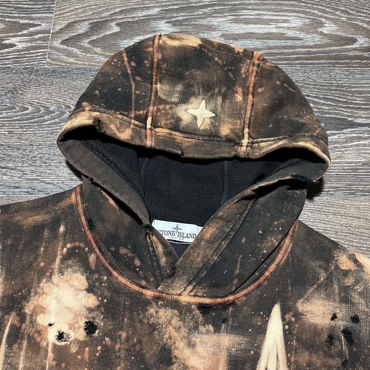 Stone Island Custom🔥 STONE ISLAND Junior Wind Rose Logo Distressed Hoodie Size US S / EU 44-46 / 1 - 12 Thumbnail