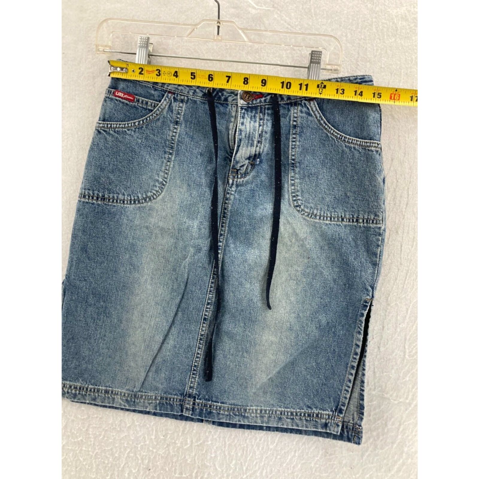 Vintage VINTAGE UNIONBAY Skirt Womens 9 Midi Blue Denim Light Wash Jeans Cotton Lace Pockets Y2K 90s? Size 30" / US 8 / IT 44 - 2 Thumbnail