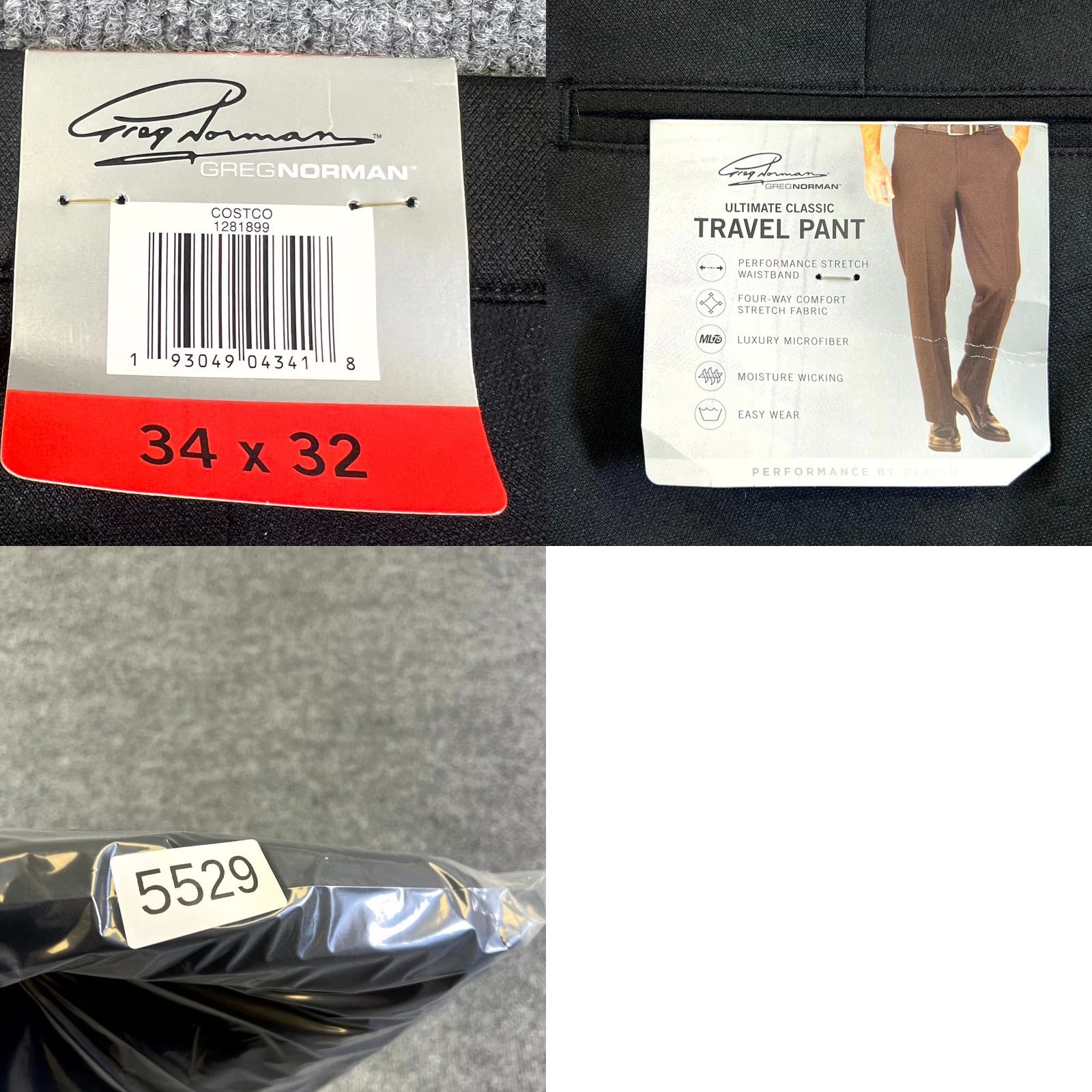 Vintage Greg Norman Ultimate Classic Travel Pants Mens 34x32 Black Straight Size US 34 / EU 50 - 8 Thumbnail