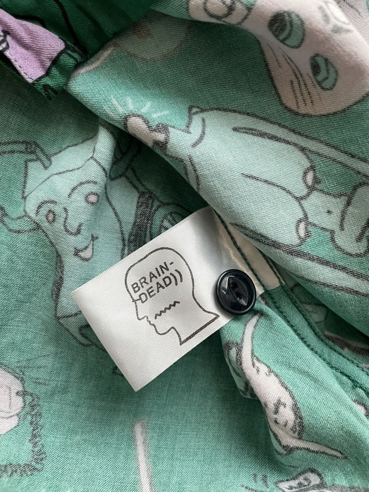 Brain Dead Brain Dead Green Caricatures Viscose Hawaiian Shirt Size US L / EU 52-54 / 3 - 5 Thumbnail
