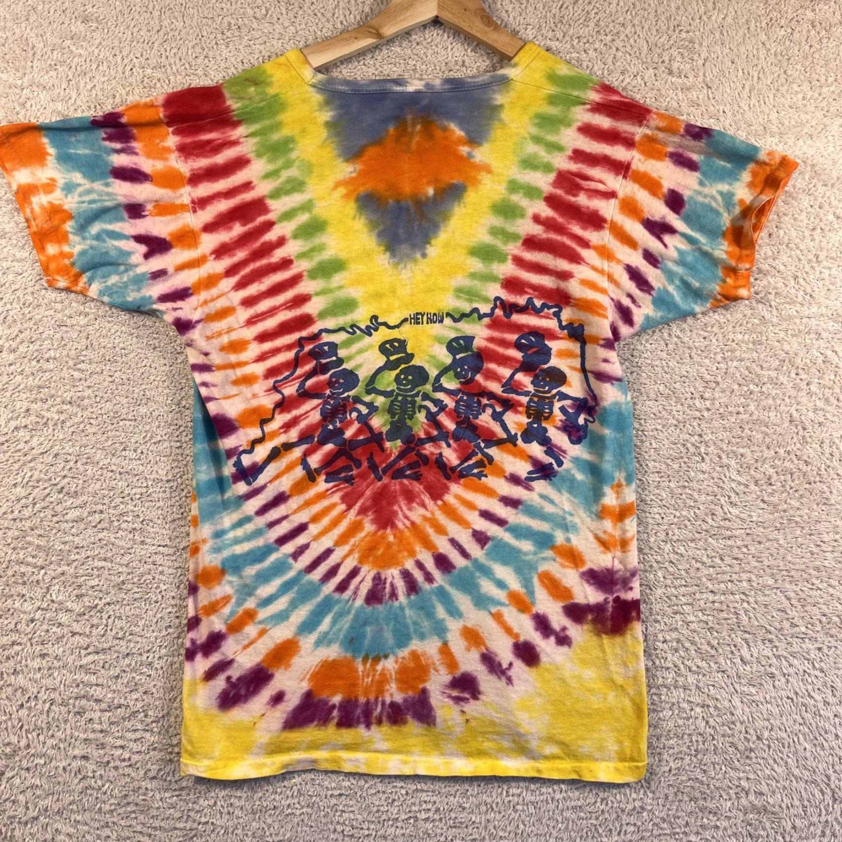 VINTAGE Grateful Dead Lot Shirt Adult Large Tie Dye V Neck Dancing Skeletons Shirt Mens (70s)