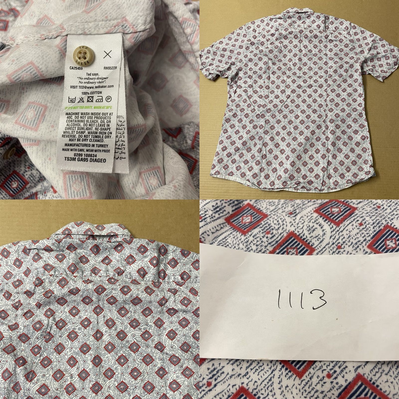 Ted Baker Ted Baker Button-Up Shirt Adult Medium All Over Print Outdoors Casual Mens Size US M / EU 48-50 / 2 - 8 Thumbnail