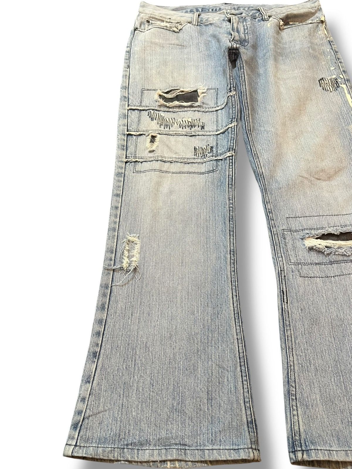 POST ARCHIVE FACTION (PAF) Vintage Rupert Edge Low Rise Flare Sashiko Denim Size US 34 / EU 50 - 3 Thumbnail