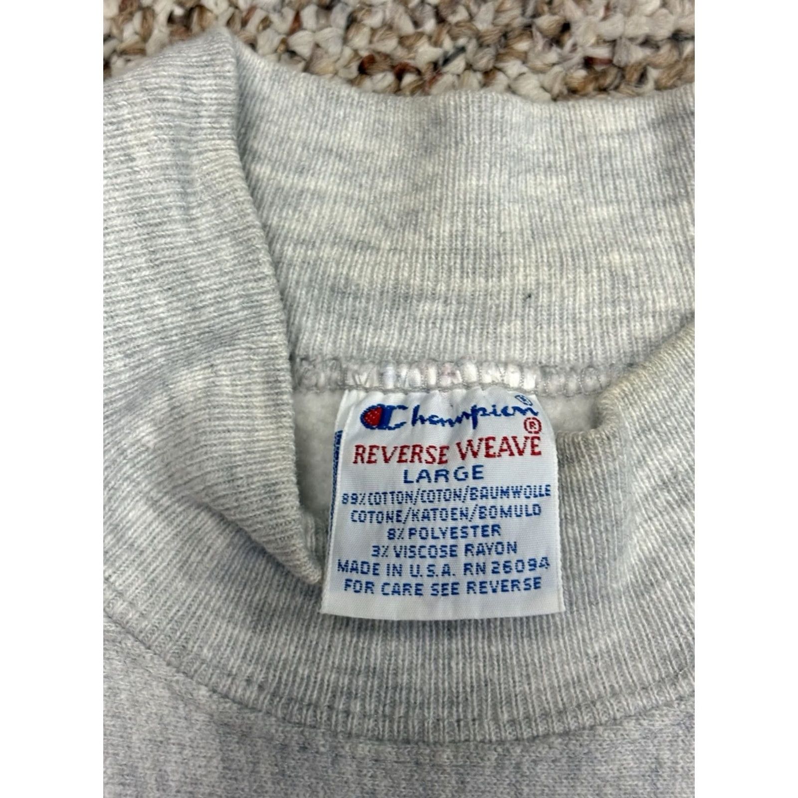 Champion VINTAGE Champion Reverse Weave NIU Sweatshirt Gray Crew Neck USA Made Sz Large Mens Sweatshirt Graphic Print 90s NIU Size US L / EU 52-54 / 3 - 4 Thumbnail