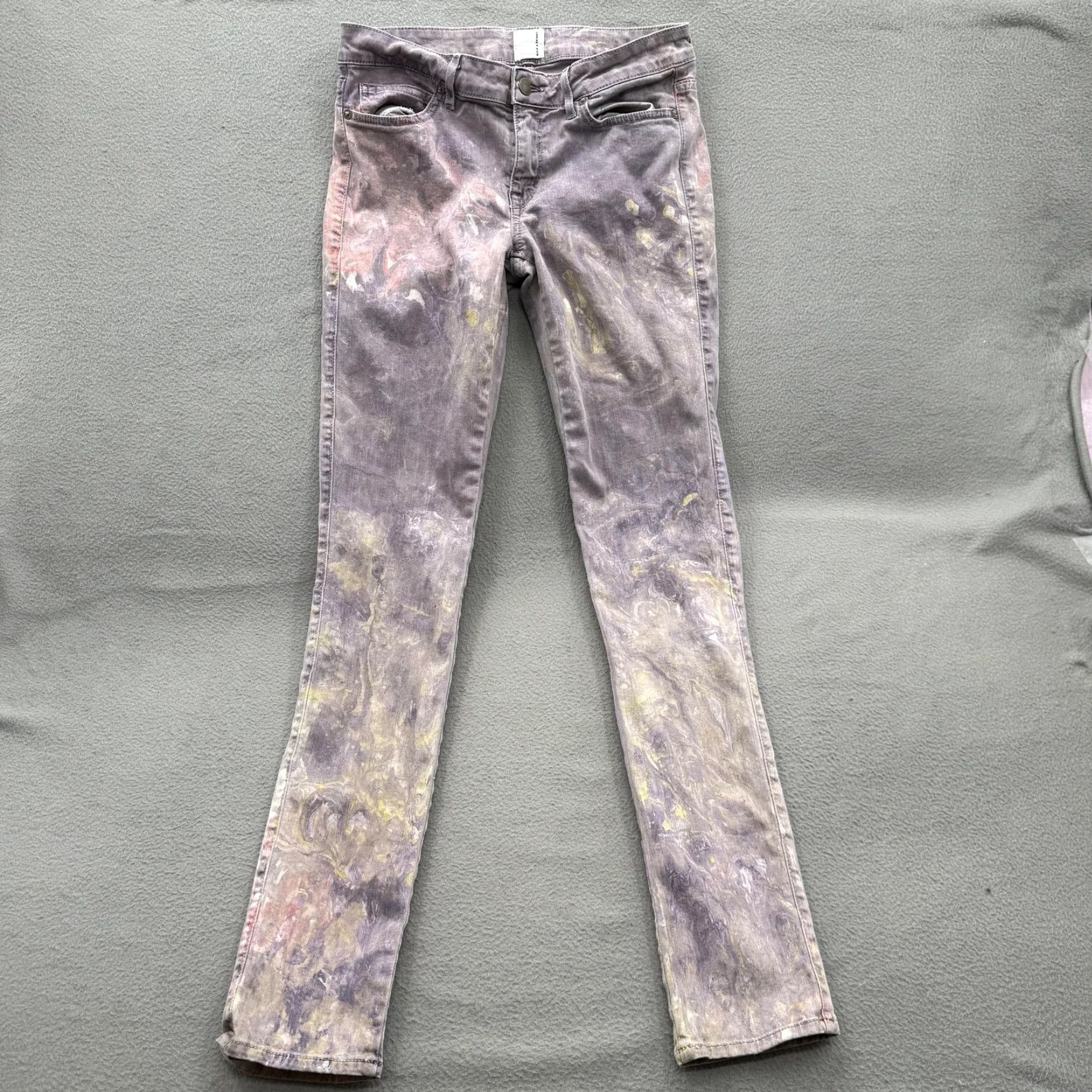 Denime Rich & Skinny Jeans Womens 29 Gray Marble Wash Low Rise Straight Stretch Denim Size 29" - 2 Thumbnail