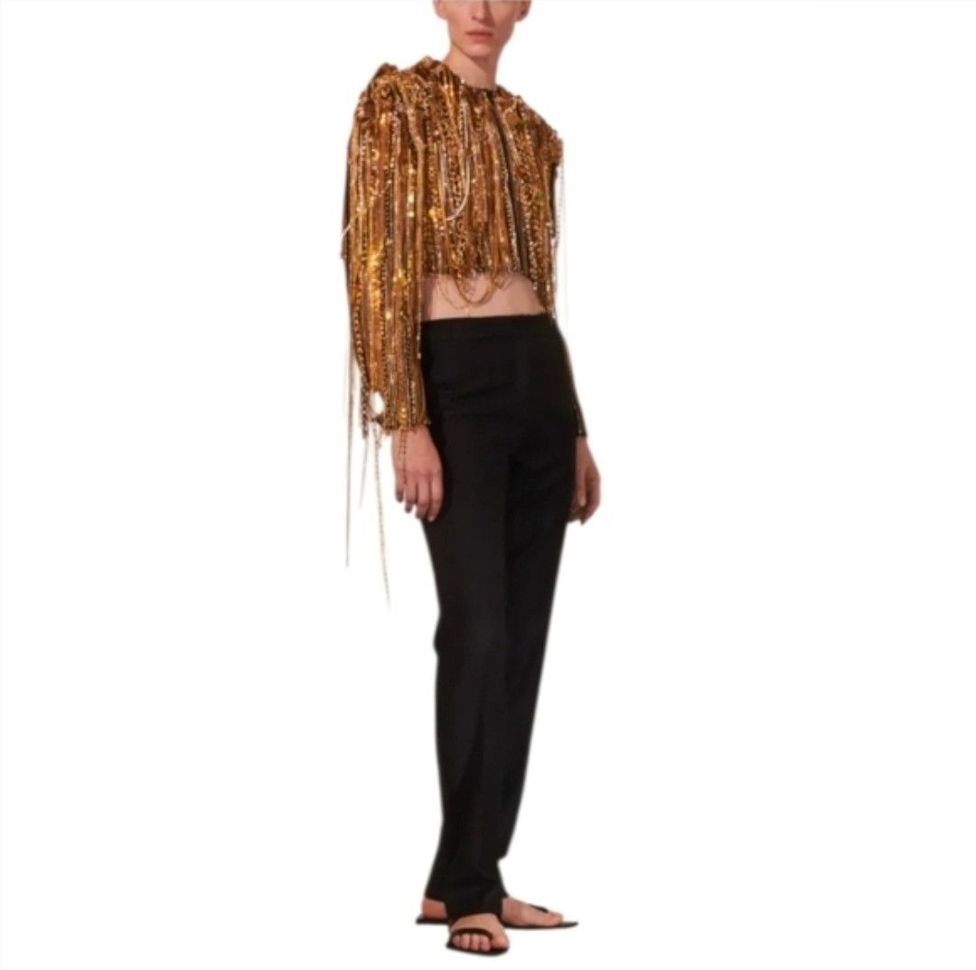 Schiaparelli FW20 Daniel Roseberry Wool-Silk Cigarette Trousers Size 32" / US 10 / IT 46 - 5 Thumbnail