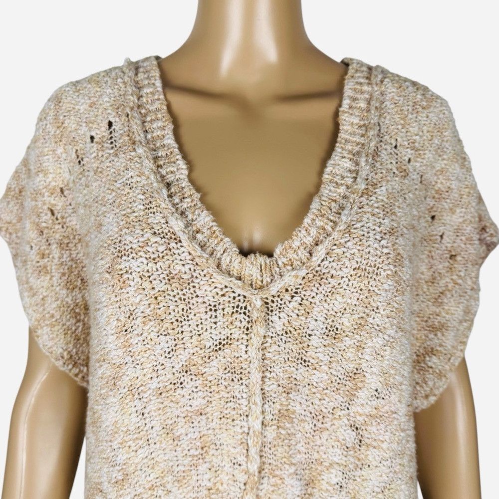 Free People Free People V-Neck Cotton Beige Melange Top Vest Size L Size L / US 10 / IT 46 - 2 Thumbnail