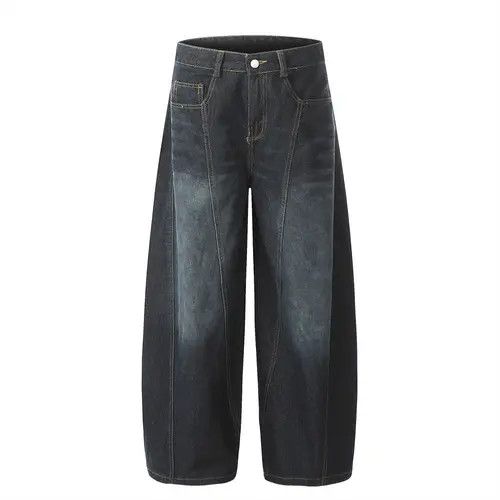 Japanese Brand × Jean Men's street loose wide-leg letters embroidered washed jeans Size US 32 / EU 48 - 1 Thumbnail