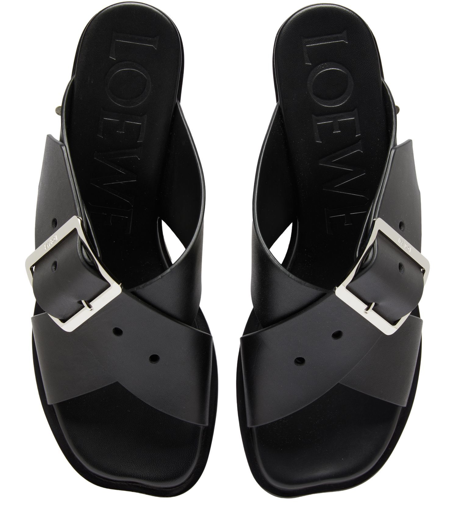 Loewe o1in1g0526 Petal Leather Buckle Slide Sandals in Black Size US 7 / IT 37 - 5 Thumbnail